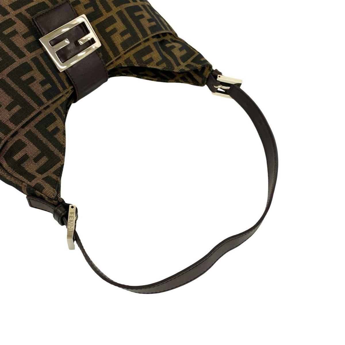 Fendi Black Brown Canvas Leather Shoulder Bag Tote Bag (Pre-Owned)
