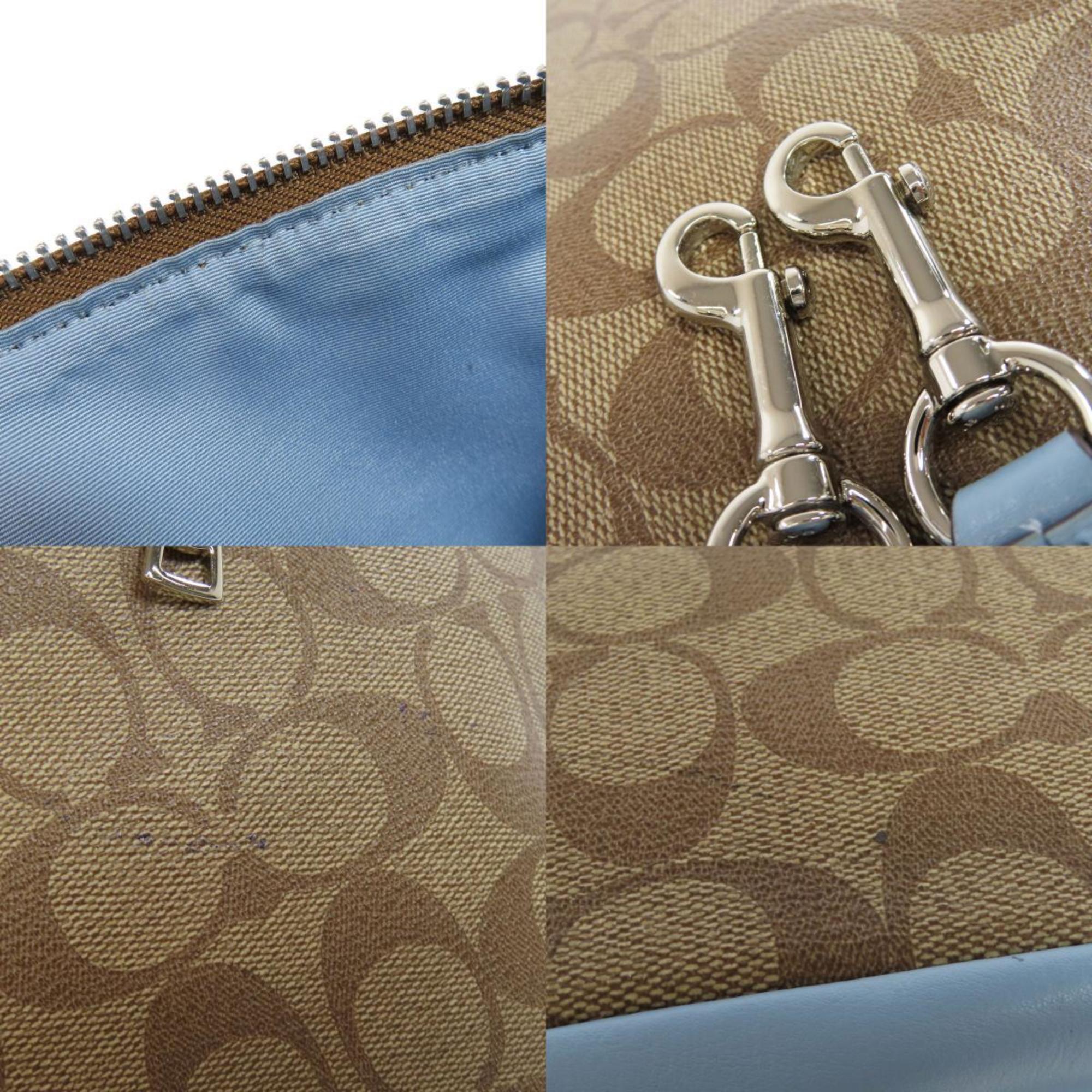 Coach Brown Light Blue Pvc Shoulder Bag (Pre-Owned)