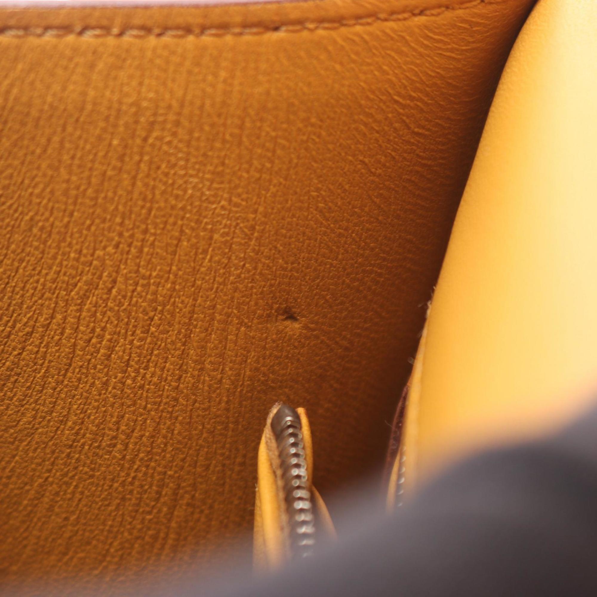 Hermes Brown Lime Leather Handbag Shoulder Bag (Pre-Owned)