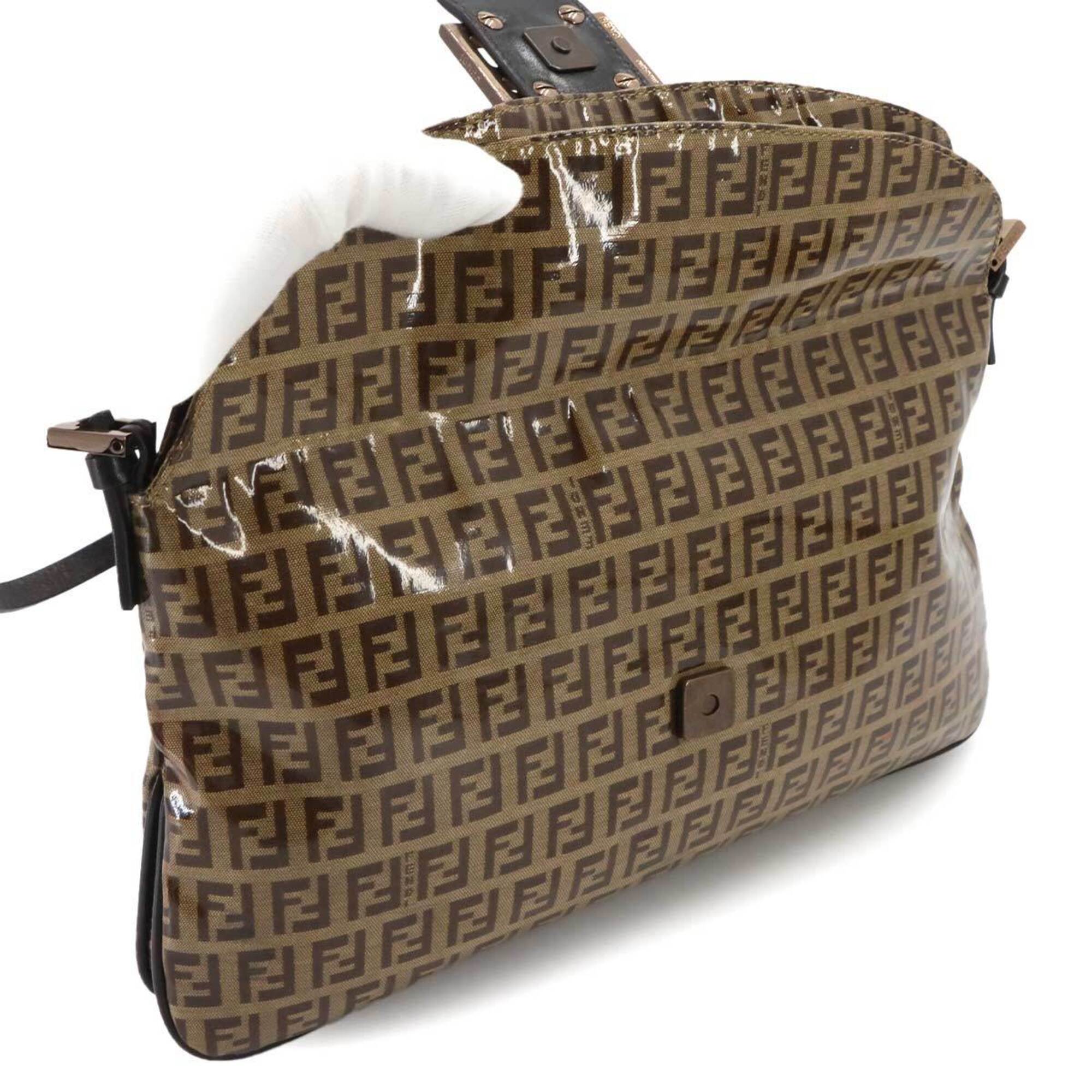 Fendi Beige Brown Zucchino Handbag Shoulder Bag (Pre-Owned)