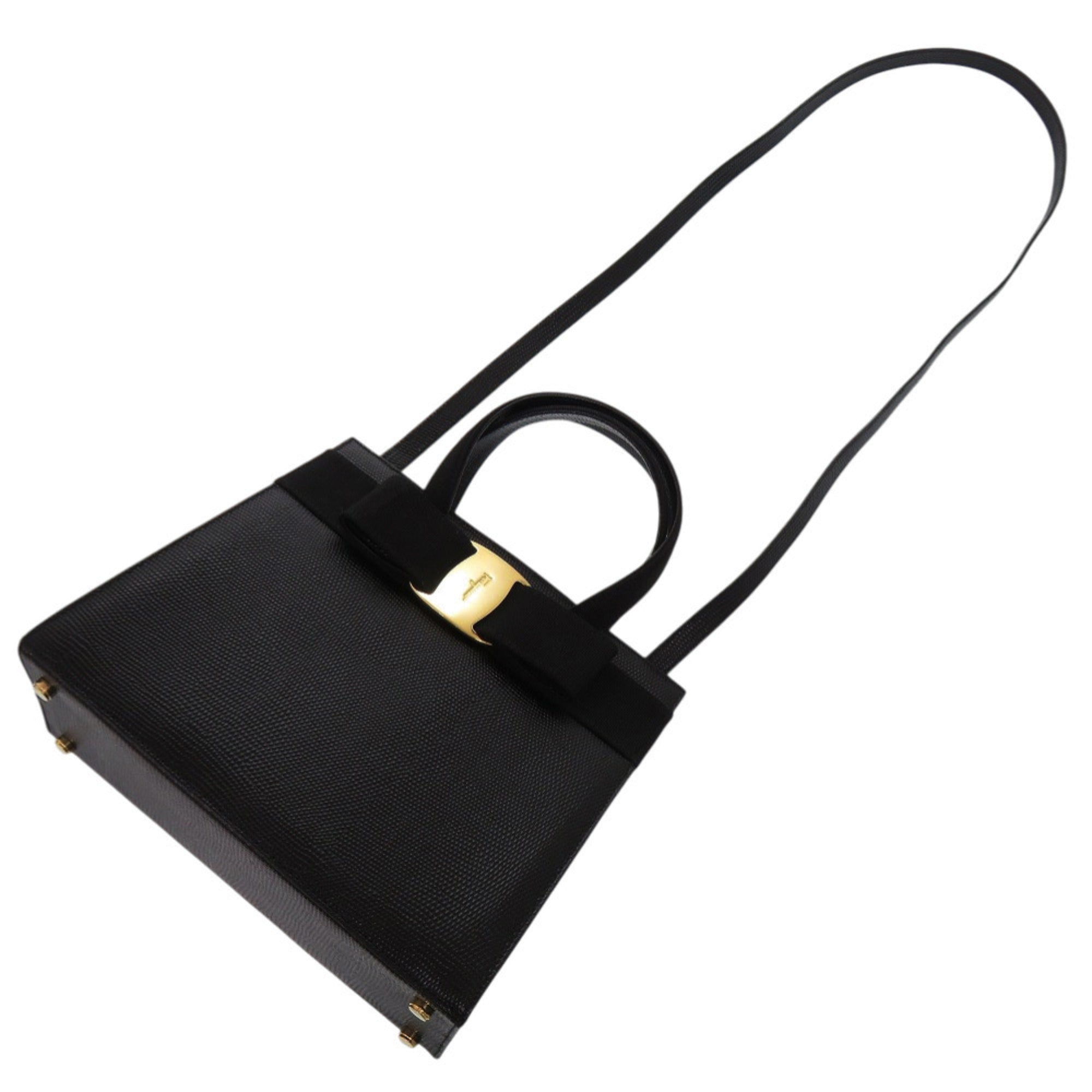 Salvatore Ferragamo Black Leather Handbag (Pre-Owned)