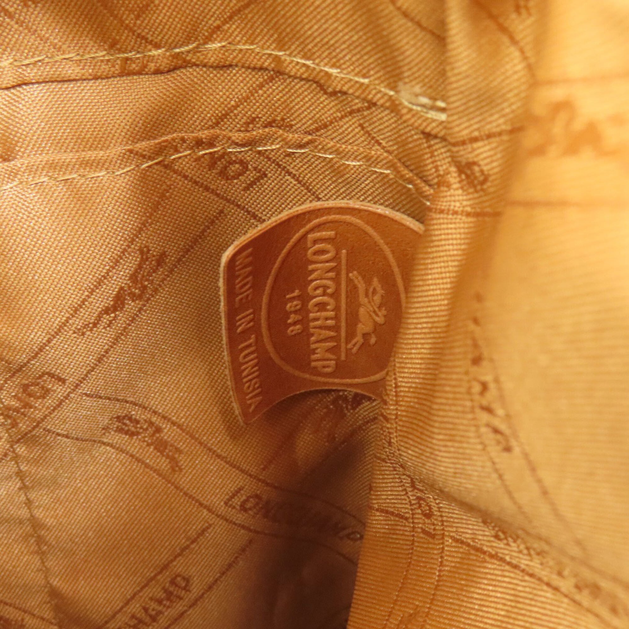 Longchamp Blue Brown Denim Shoulder Bag (Pre-Owned)
