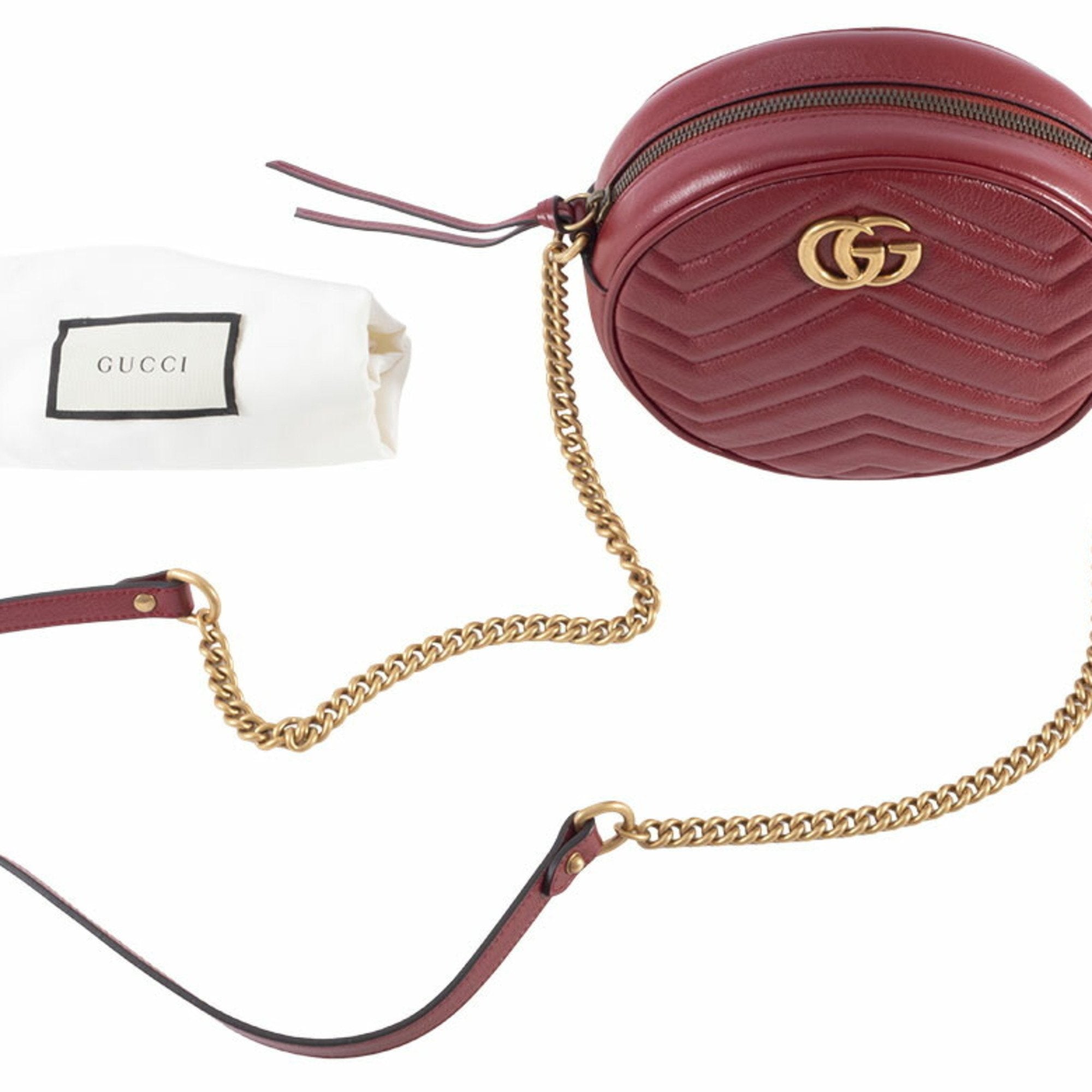 Gucci Red Color Leather Shoulder Bag (Pre-Owned)
