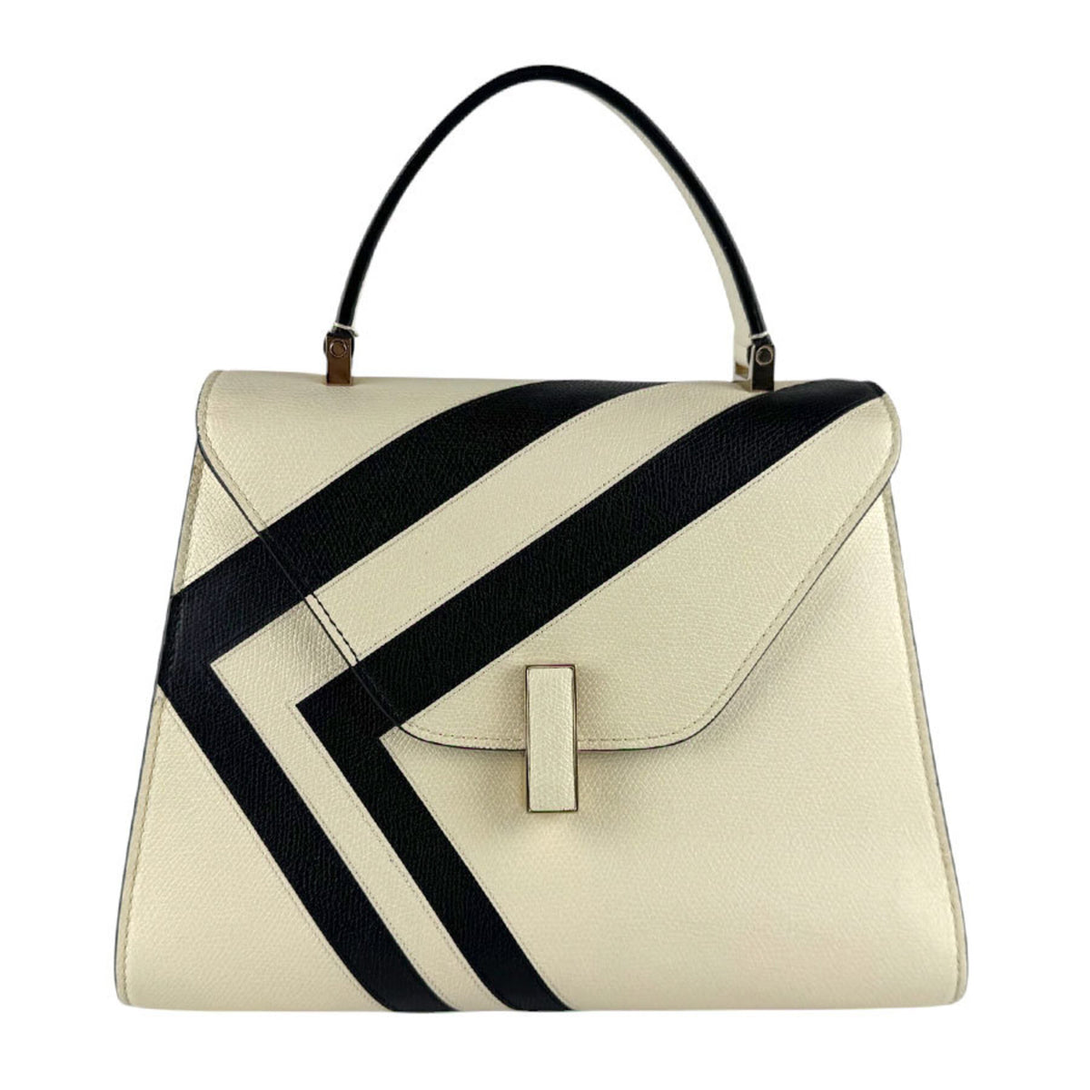 Valextra Black Ivory Leather Handbag Shoulder Bag (Pre-Owned)