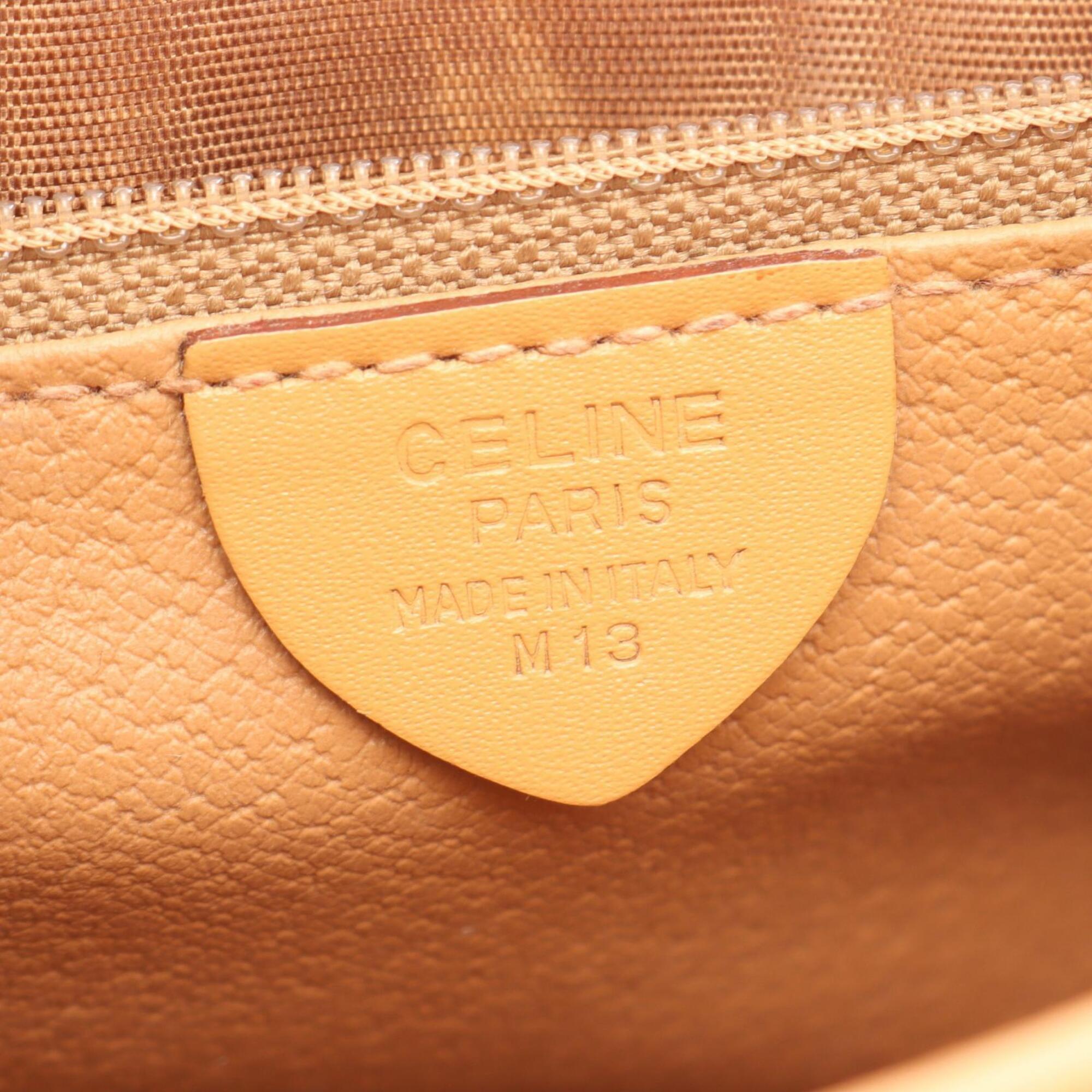 Celine Brown Coated Canvas Leather Handbag Shoulder Bag (Pre-Owned)