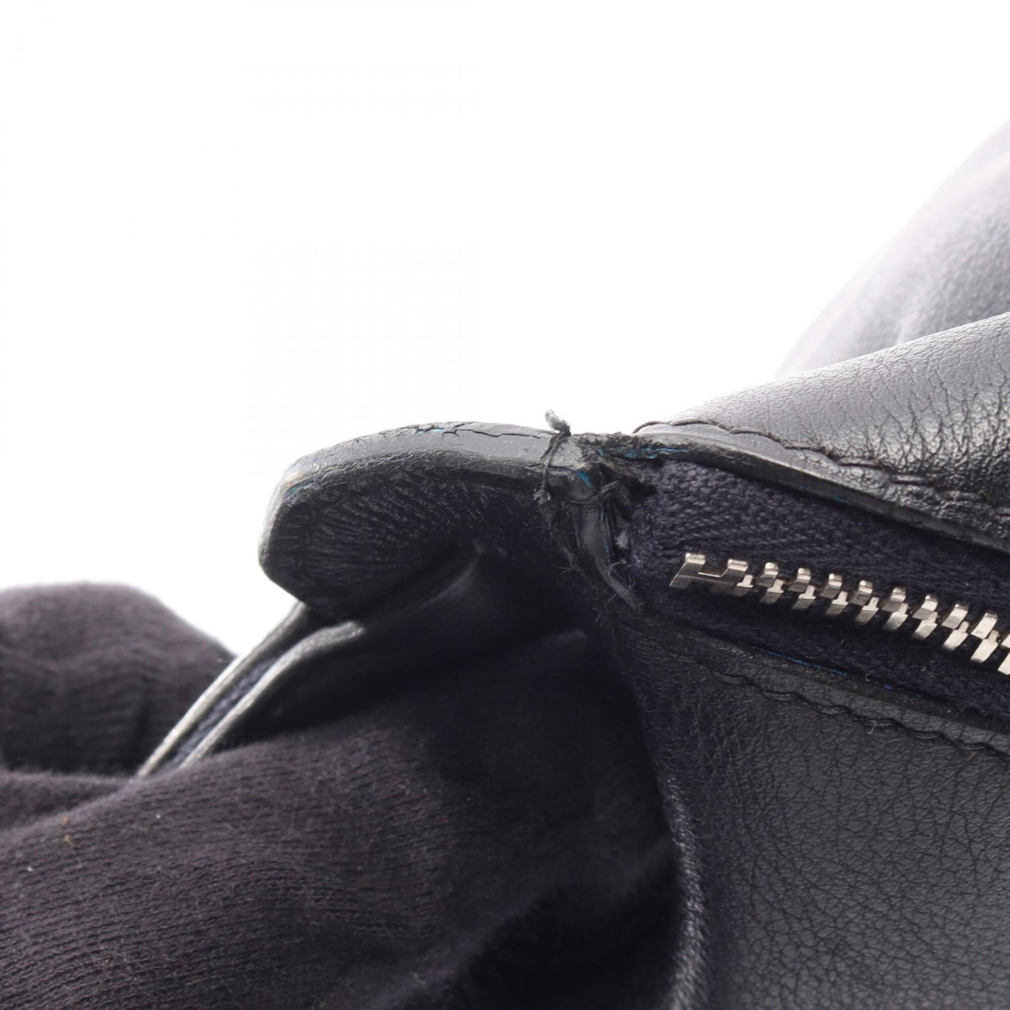 Hermes Navy Leather Fanny Pack Handbag Sling Bag (Pre-Owned)