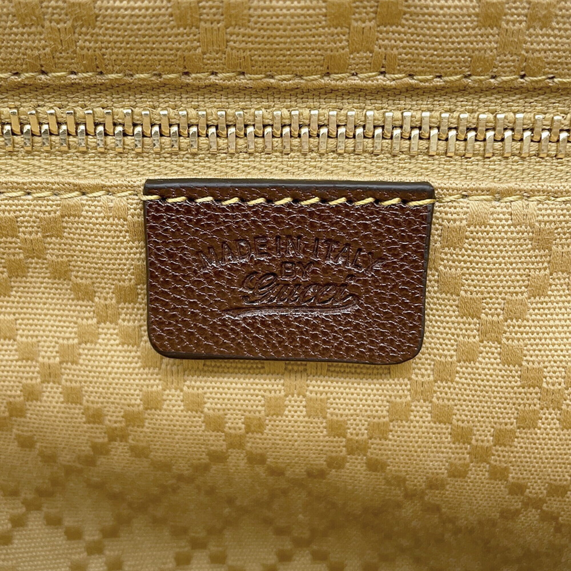Gucci Brown Gg Canvas Leather Handbag Shoulder Bag (Pre-Owned)
