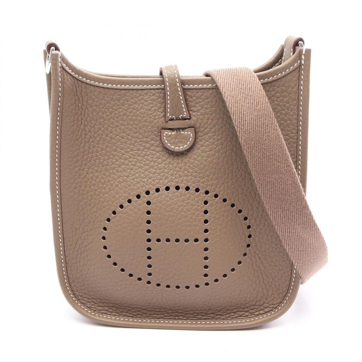Hermes Etoupe Gray Gray Taurillon Clemence Leather Handbag Shoulder Bag (Pre-Owned)