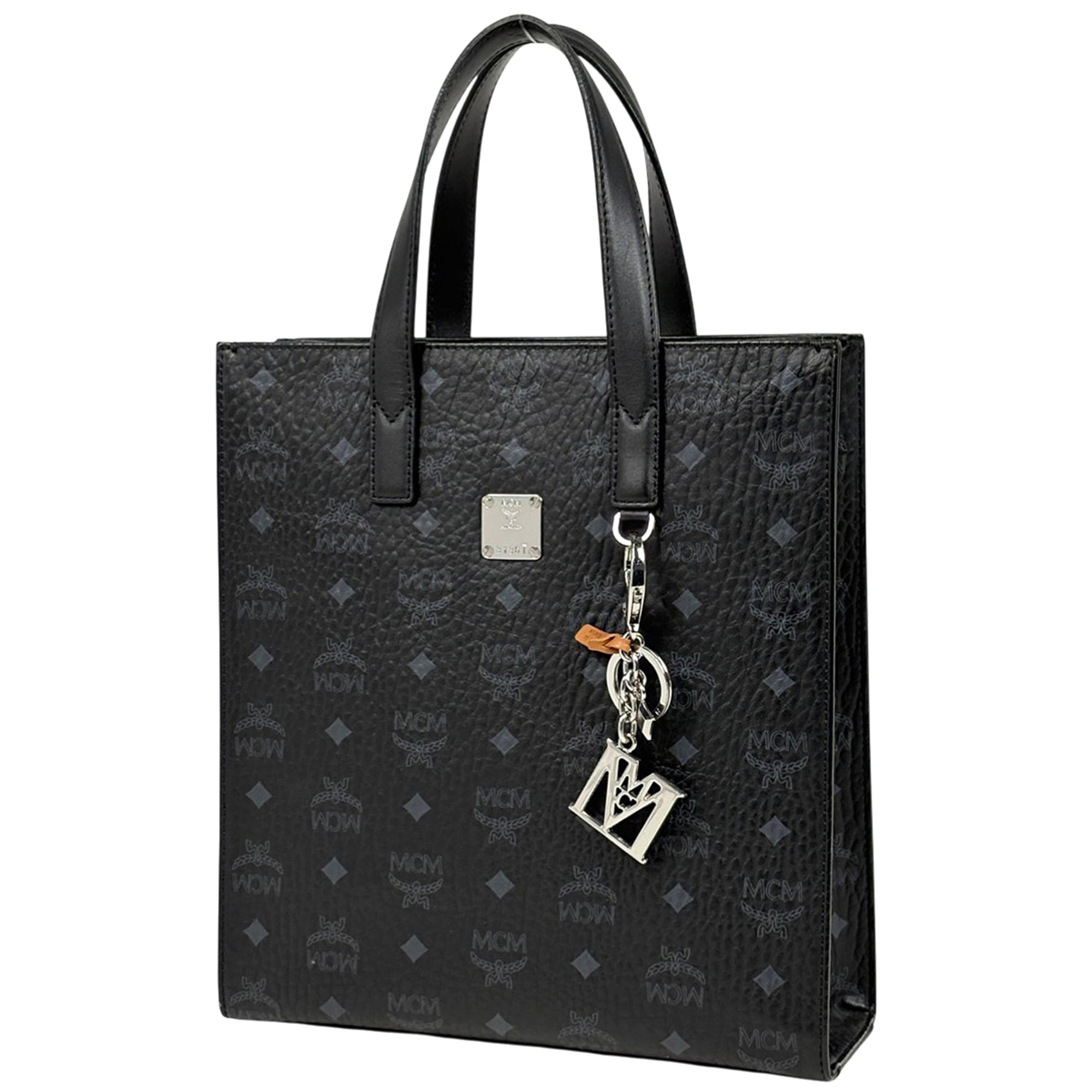 Mcm Visetos Black Leather Tote Bag (Pre-Owned)