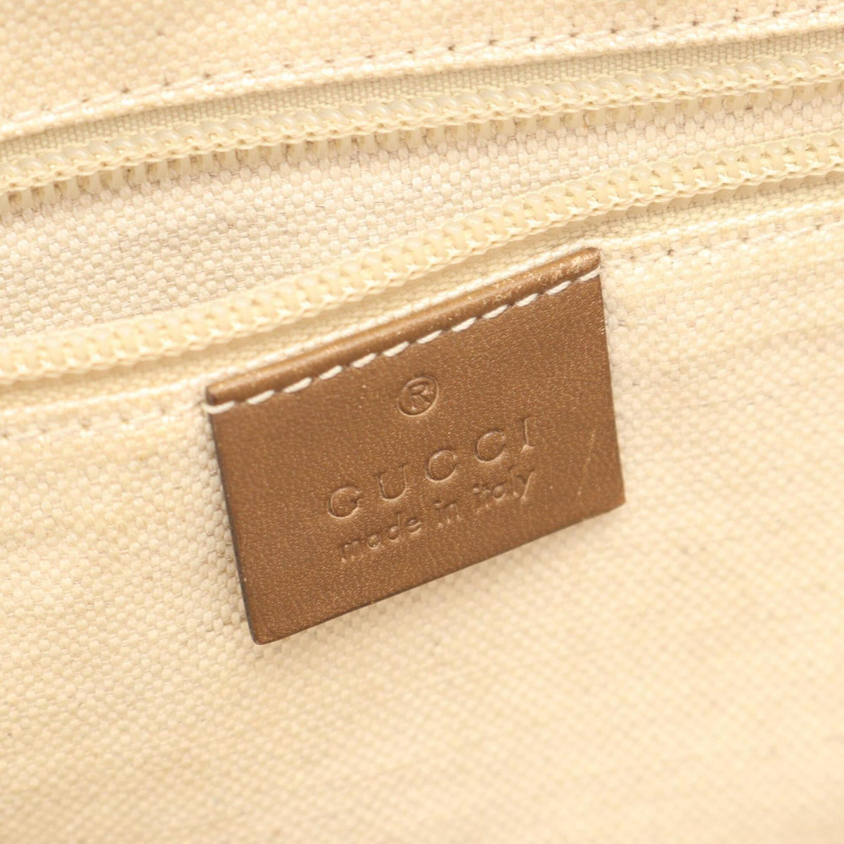 Gucci Beige Brown Coated Canvas Leather Handbag Shoulder Bag (Pre-Owned)
