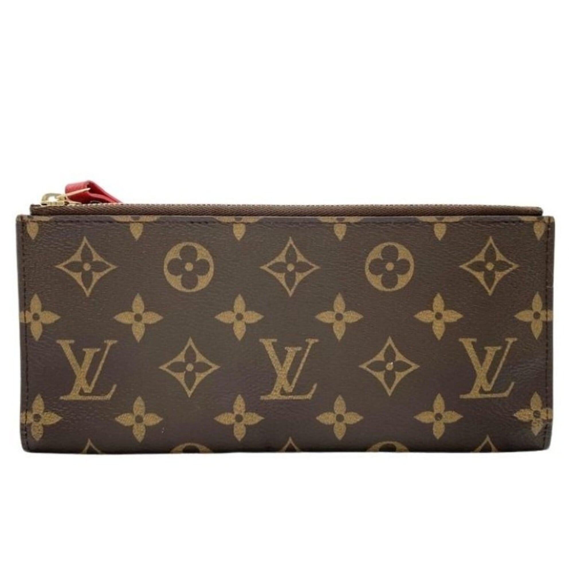 Louis Vuitton Brown Coquelicots Red Color Monogram Long Wallet (Bi-Fold) (Pre-Owned)