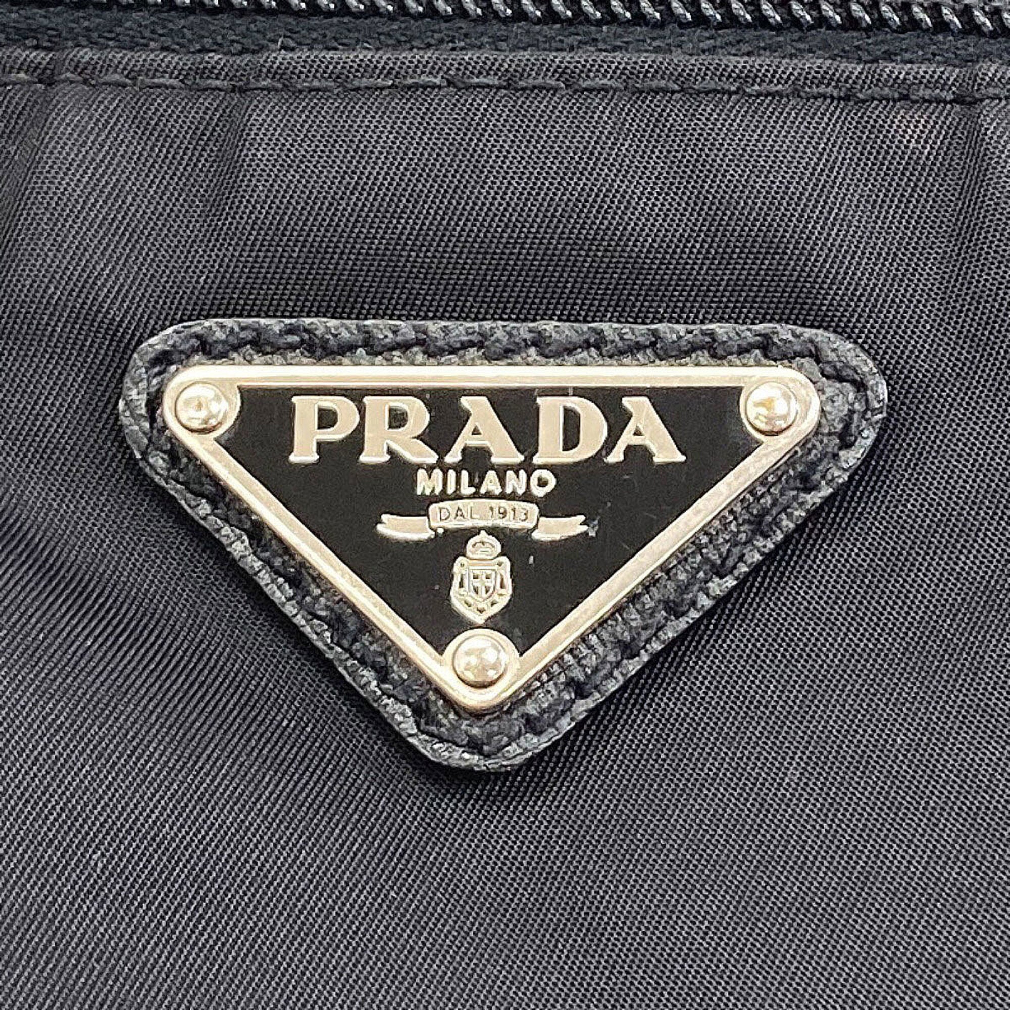 Prada Black Nylon Leather Handbag (Pre-Owned)