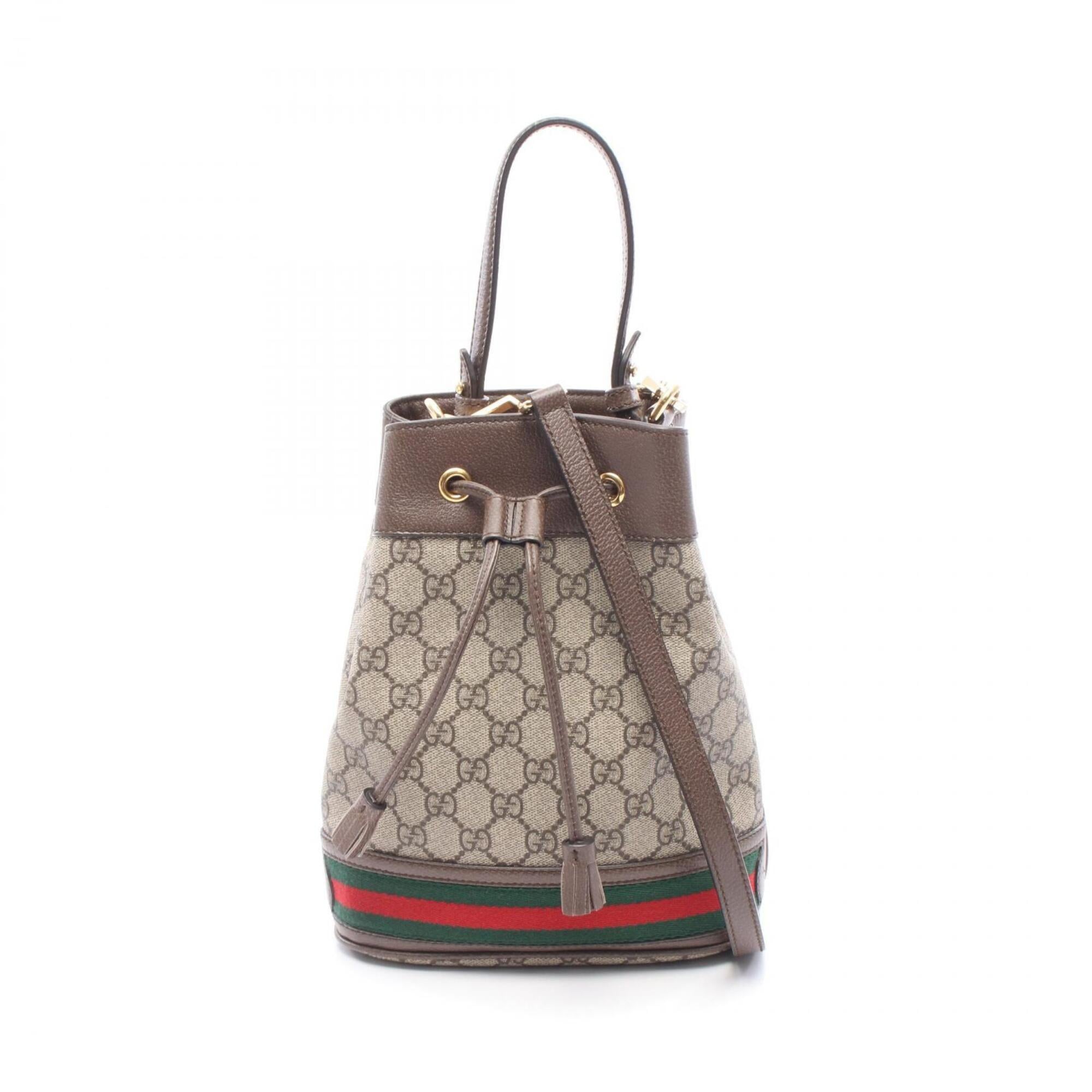 Gucci Beige Brown Pvc Coated Canvas Leather Handbag (Pre-Owned)