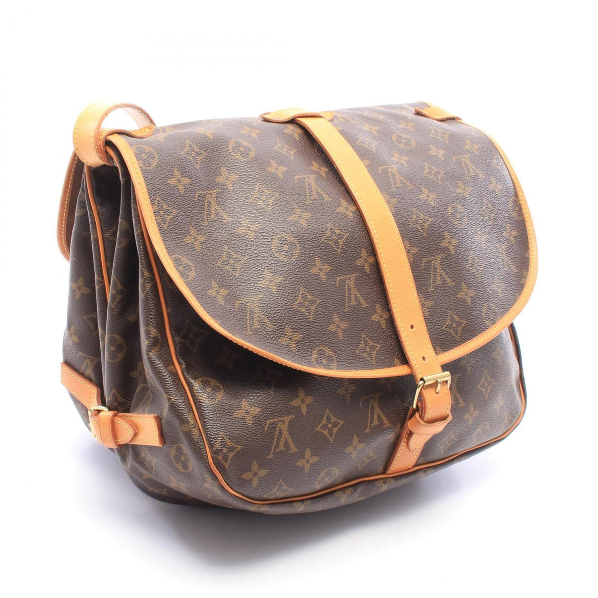 Louis Vuitton Brown Coated Canvas Leather Handbag Shoulder Bag (Pre-Owned)