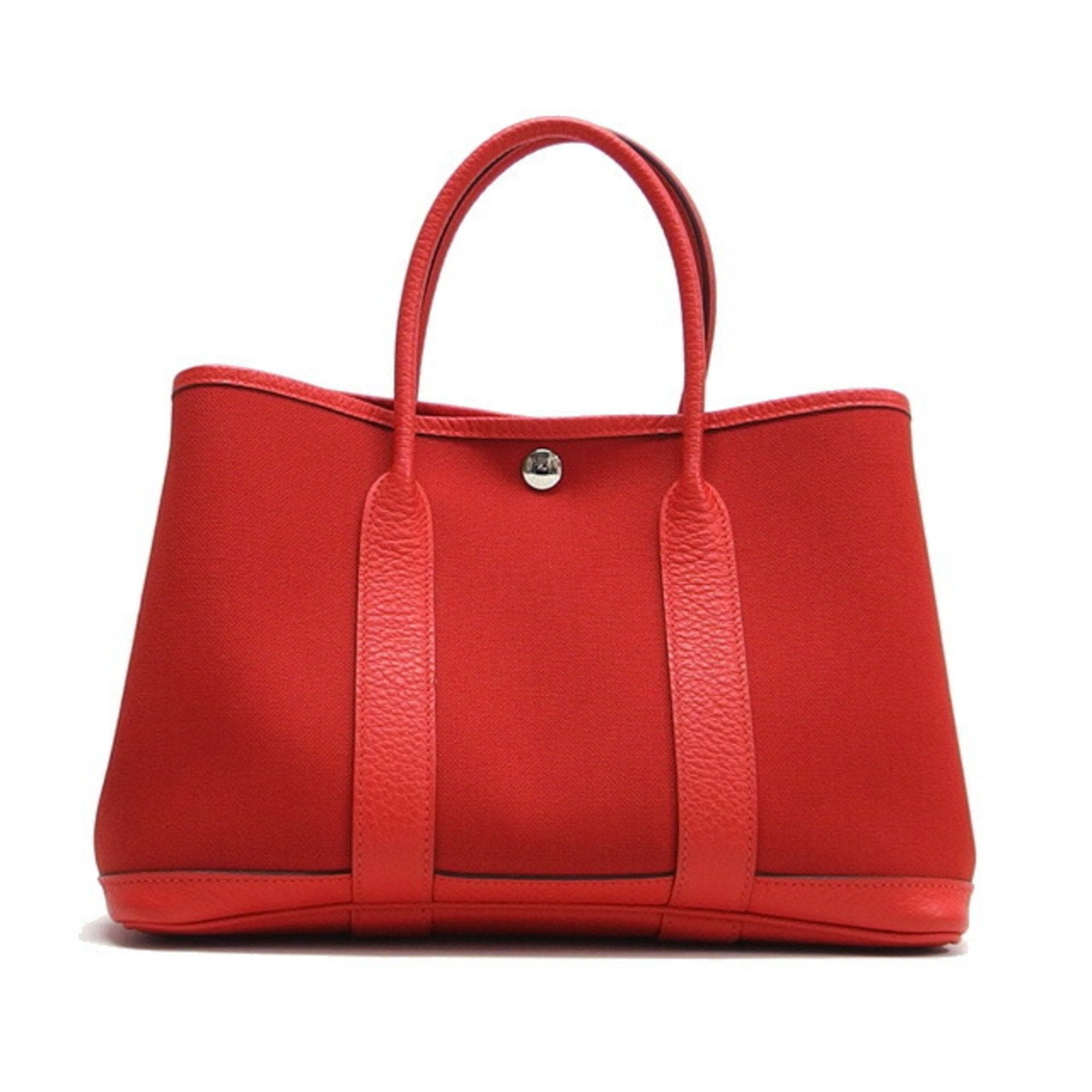 Hermes Garden Vermilion Toile Officier Negonda Leather Handbag Tote Bag (Pre-Owned)