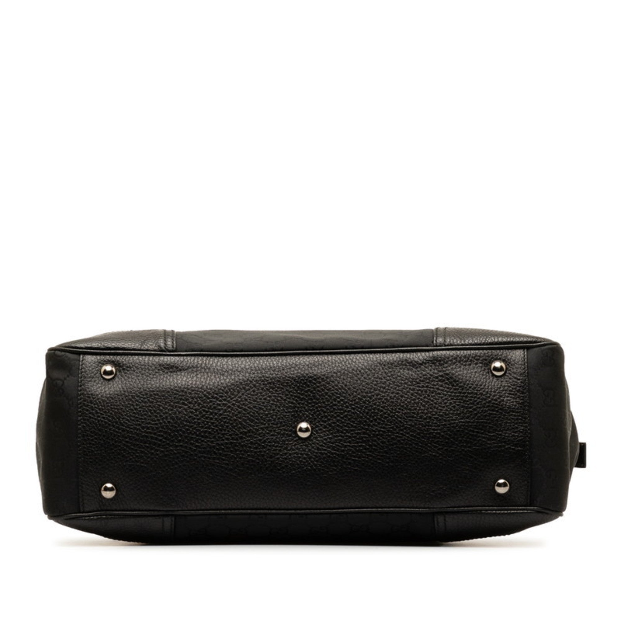 Gucci Black Nylon Leather Handbag Tote Bag (Pre-Owned)