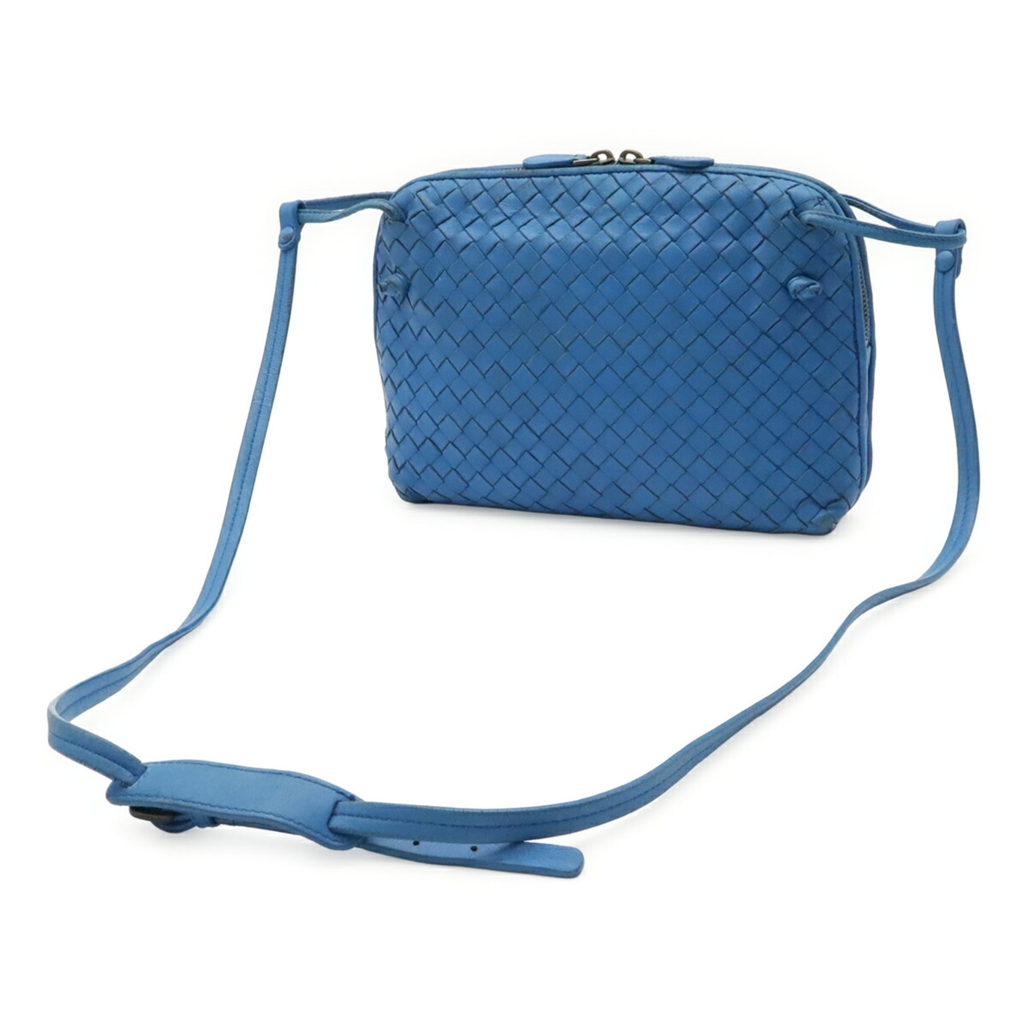 Bottega Veneta Blue Intrecciato Pochette Shoulder Bag (Pre-Owned)