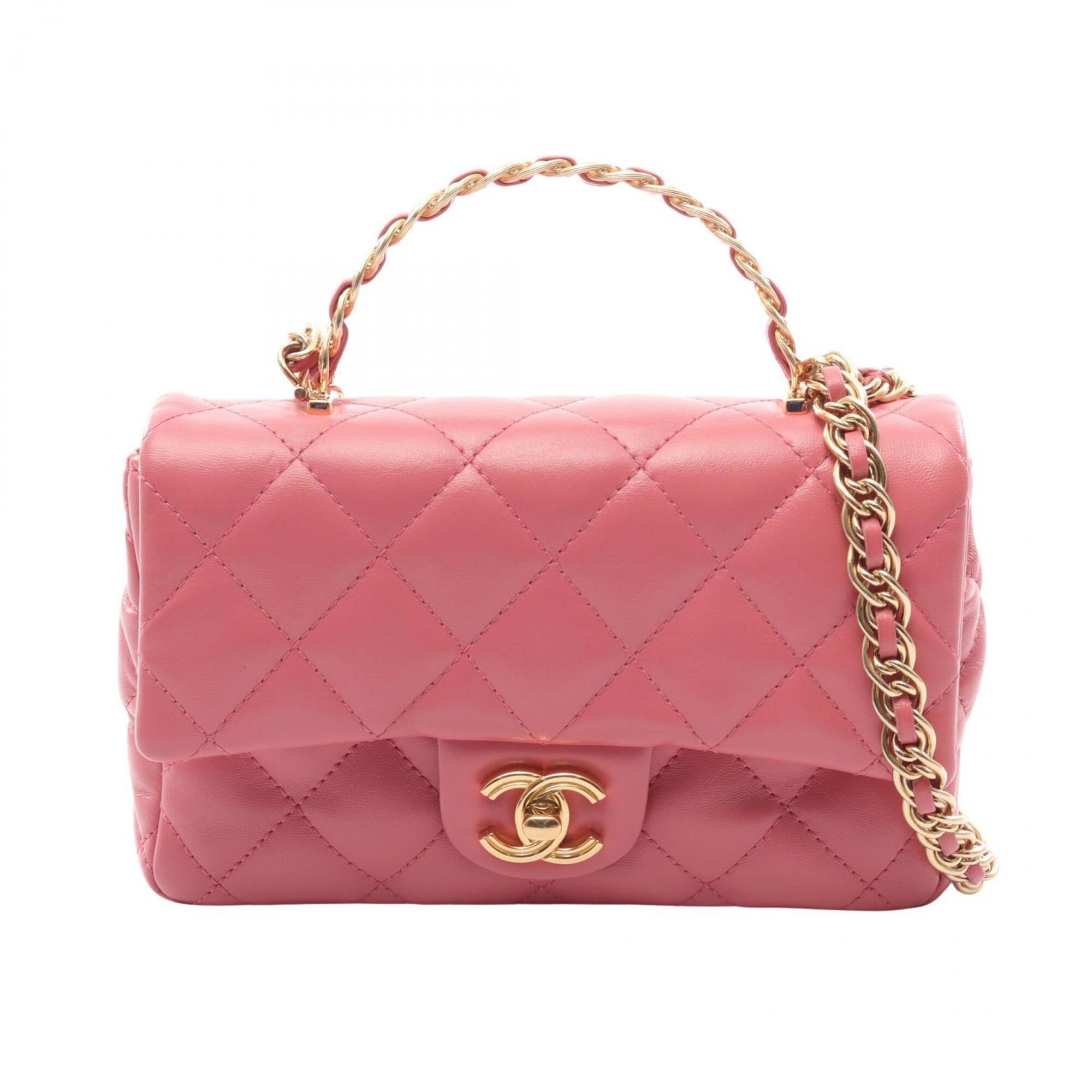 Chanel Pink Leather Handbag Shoulder Bag (Pre-Owned)