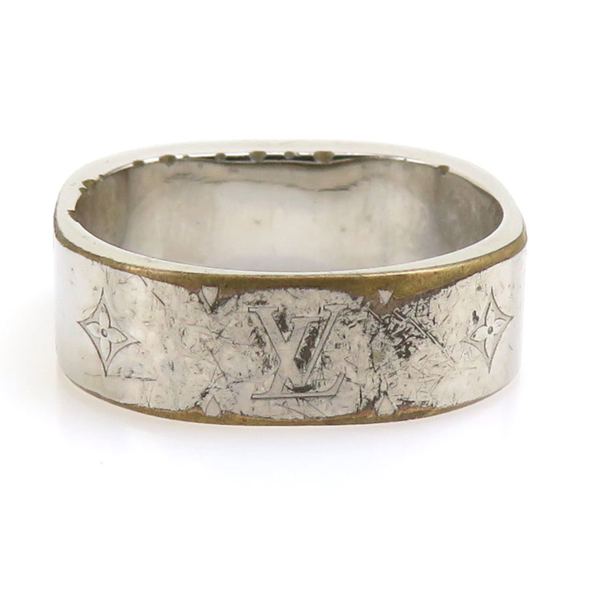 Louis Vuitton Gold Silver Metal Band Ring (Pre-Owned)