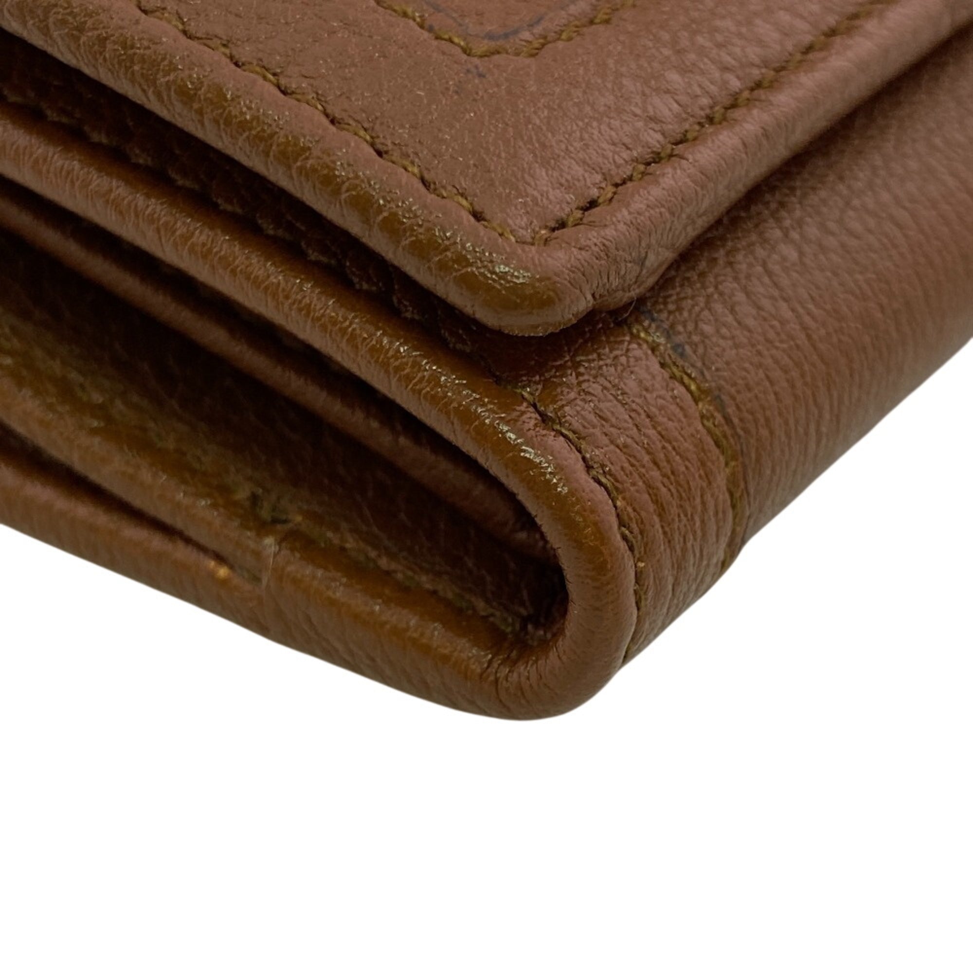Gucci Bamboo Brown Leather Wallet (Tri-Fold) (Pre-Owned)