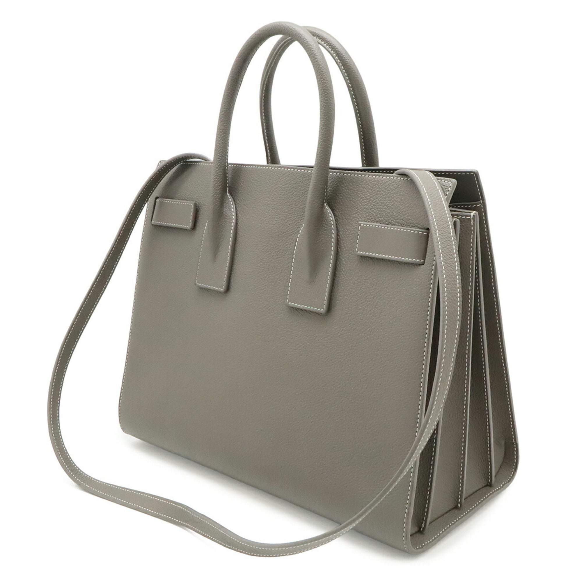 Yves Saint Laurent Gray Leather Handbag Pouch (Pre-Owned)