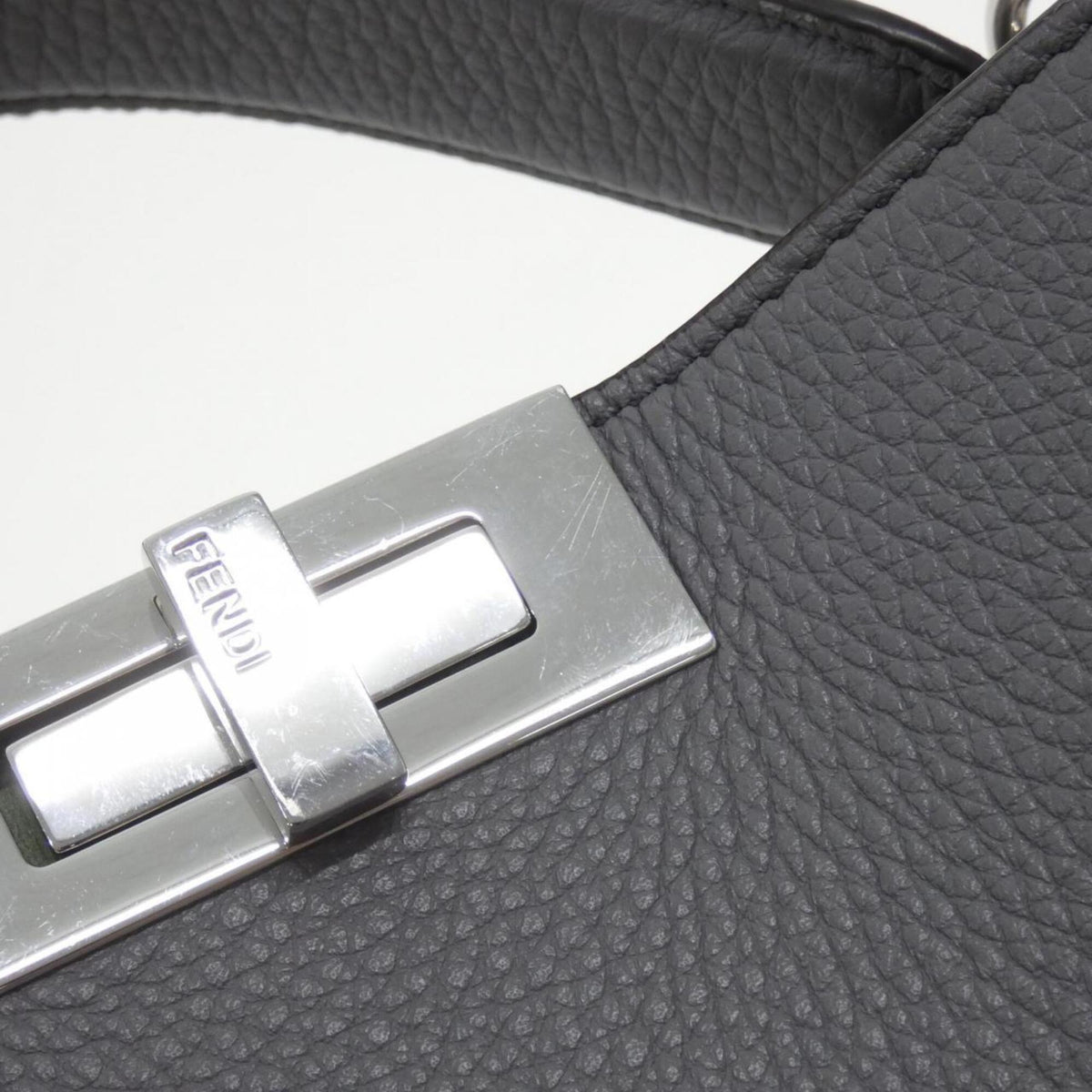 Fendi Gray Leather Handbag (Pre-Owned)