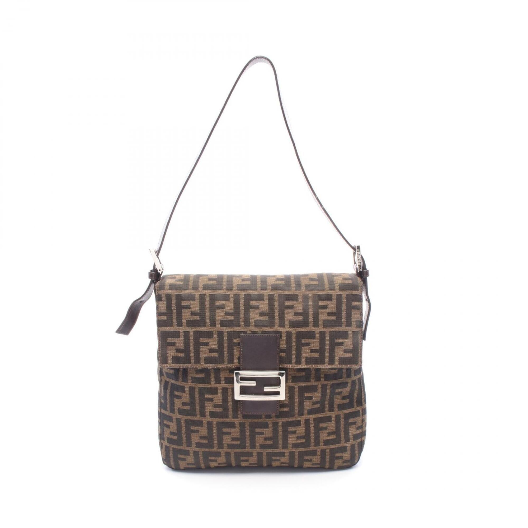 Fendi Brown Canvas Leather Handbag Shoulder Bag (Pre-Owned)
