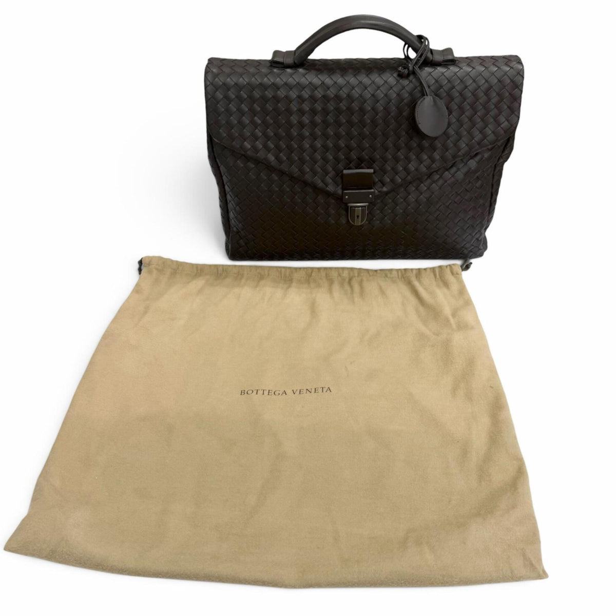 Bottega Veneta Dark Brown Leather Briefcase (Pre-Owned)