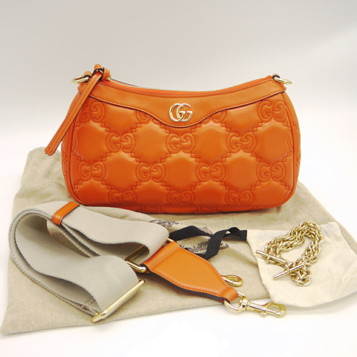 Gucci Orange Leather Handbag Shoulder Bag (Pre-Owned)