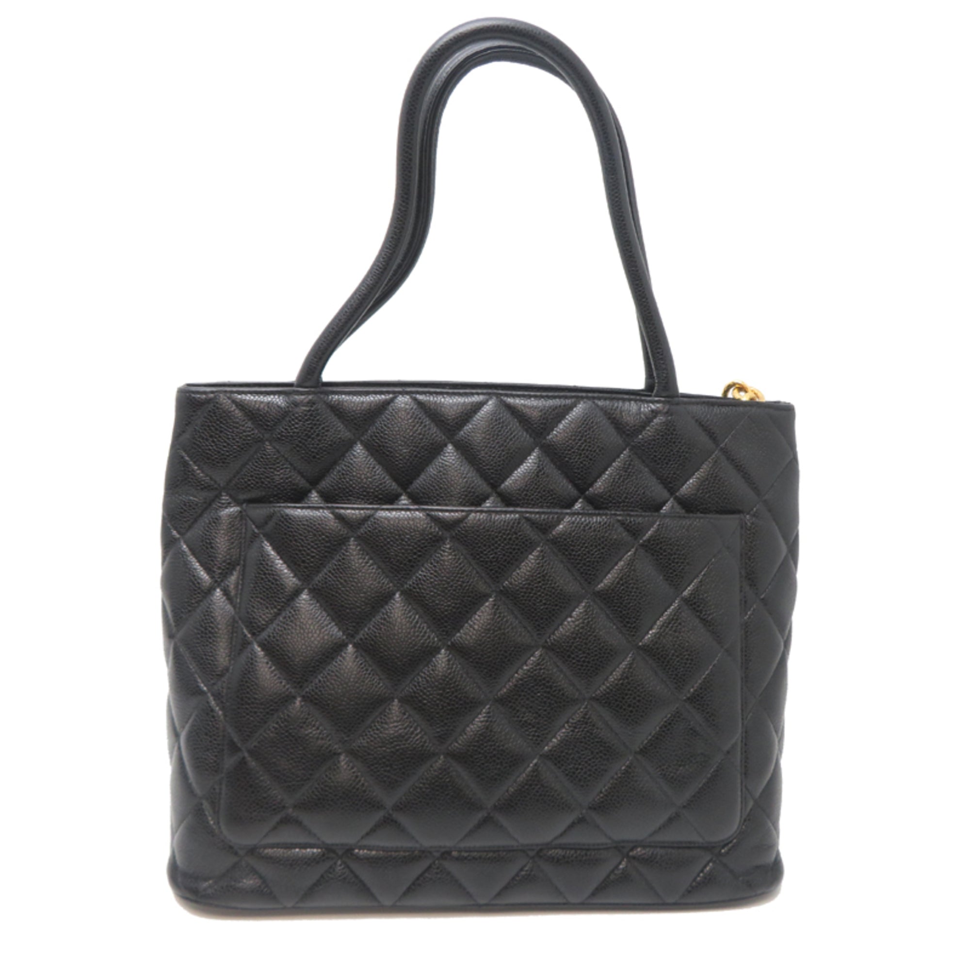 Chanel Black Grained Calfskin Handbag (Pre-Owned)