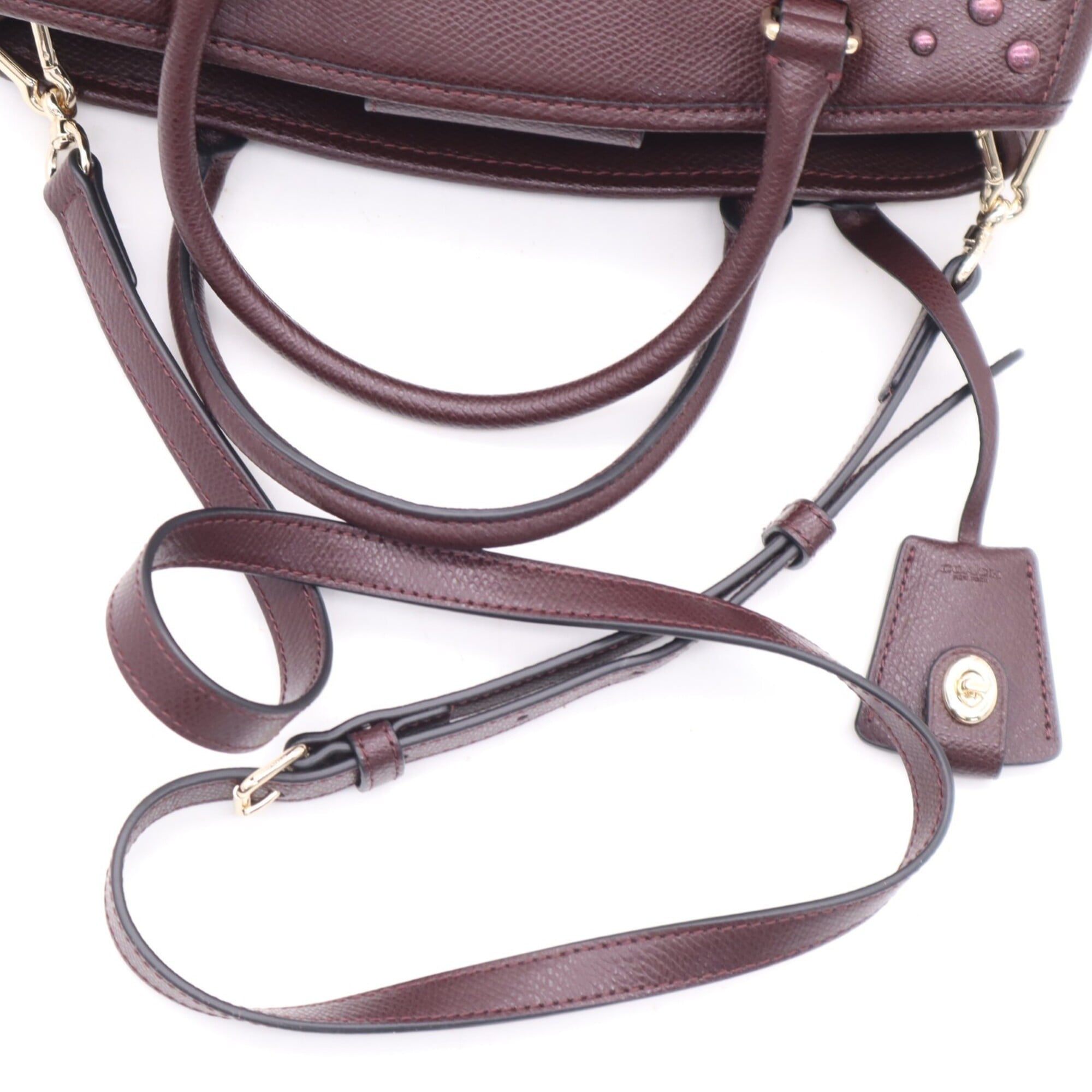 Coach Bordeaux Leather Handbag Shoulder Bag (Pre-Owned)