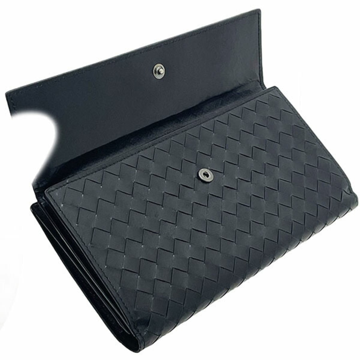 Bottega Veneta Black Leather Long Wallet (Bi-Fold) (Pre-Owned)
