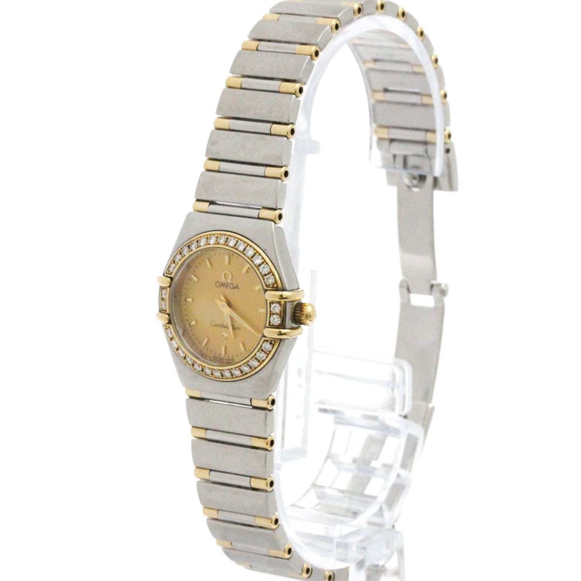 Omega Constellation Quartz Watch Stainless Steel And Yellow Gold With Diamond Bezel And Markers And Mother Of Pearl Watch (Pre-Owned)
