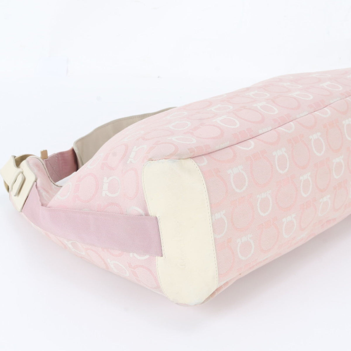 Salvatore Ferragamo Pink Leather Canvas Handbag Shoulder Bag (Pre-Owned)