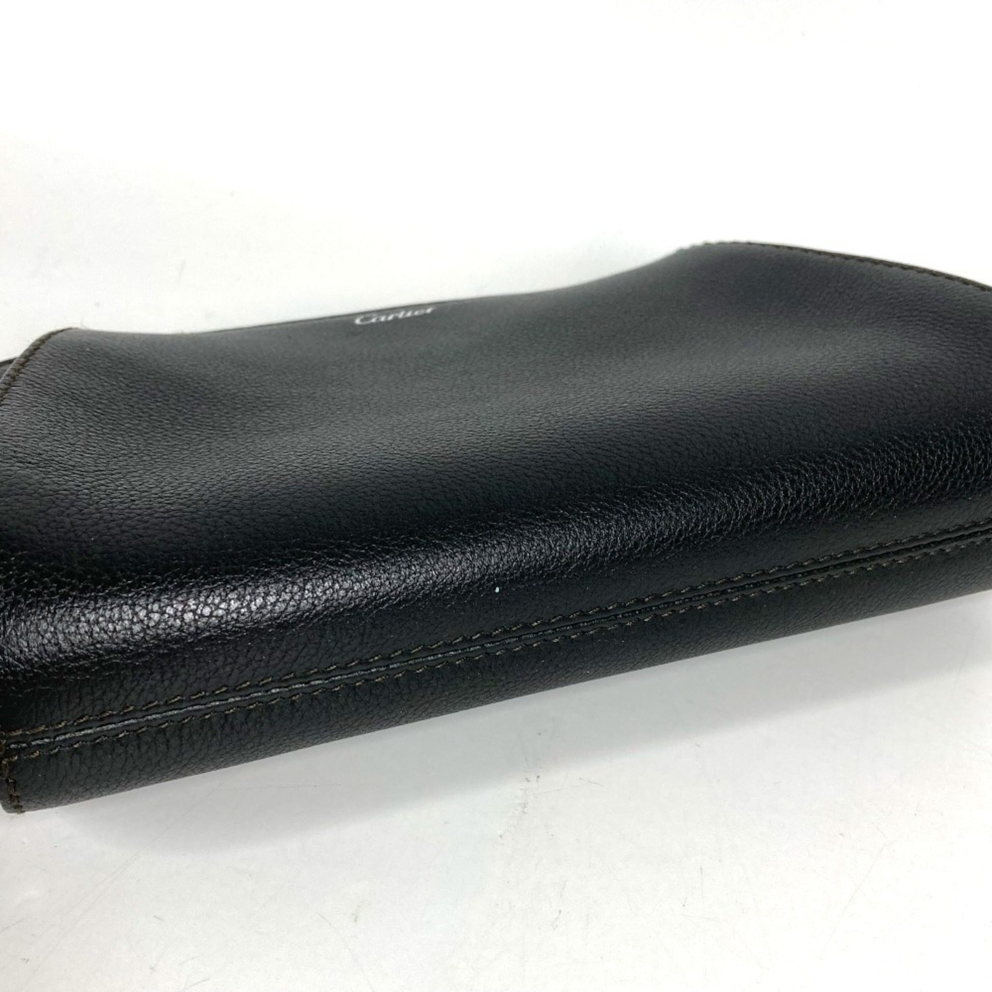 Cartier Black Leather Clutch Bag Handbag Pouch (Pre-Owned)