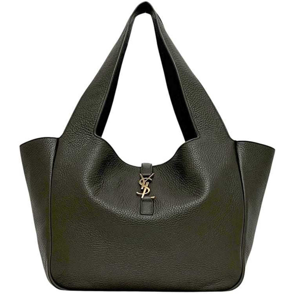 Saint Laurent Green Khaki Leather Tote Bag (Pre-Owned)