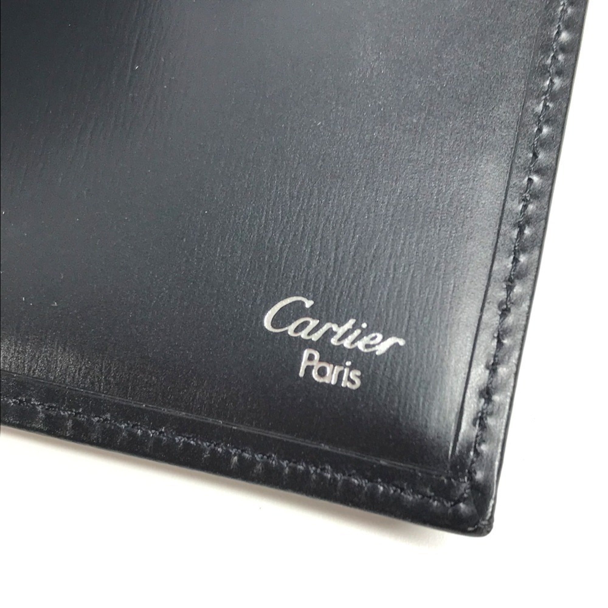 Cartier Black Leather Long Wallet (Bi-Fold) (Pre-Owned)