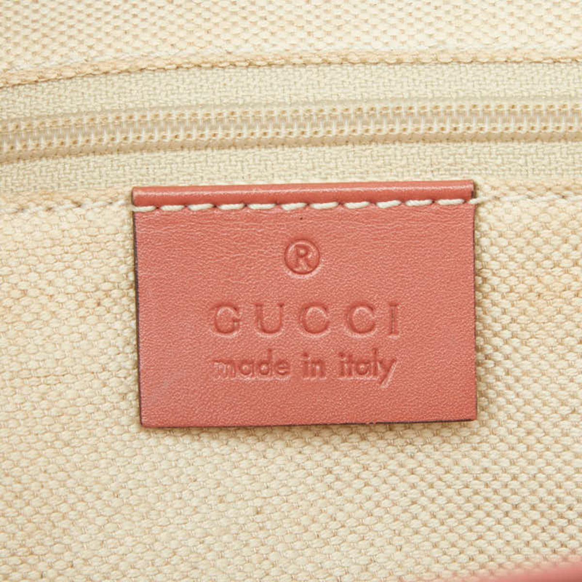 Gucci Beige Pink Canvas Leather Handbag (Pre-Owned)