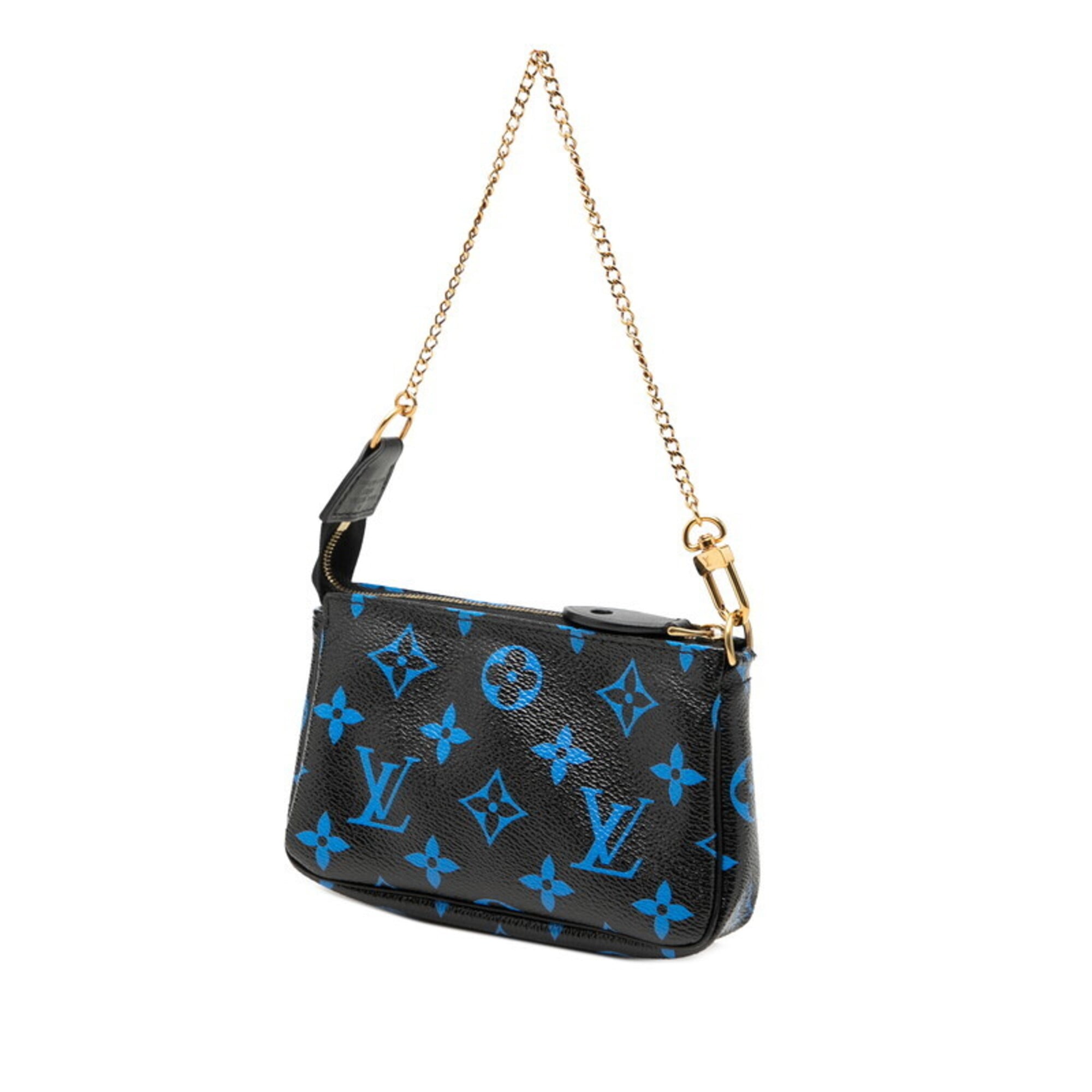 Louis Vuitton Black Blue Noir Pvc Leather Handbag Pochette Pouch (Pre-Owned)