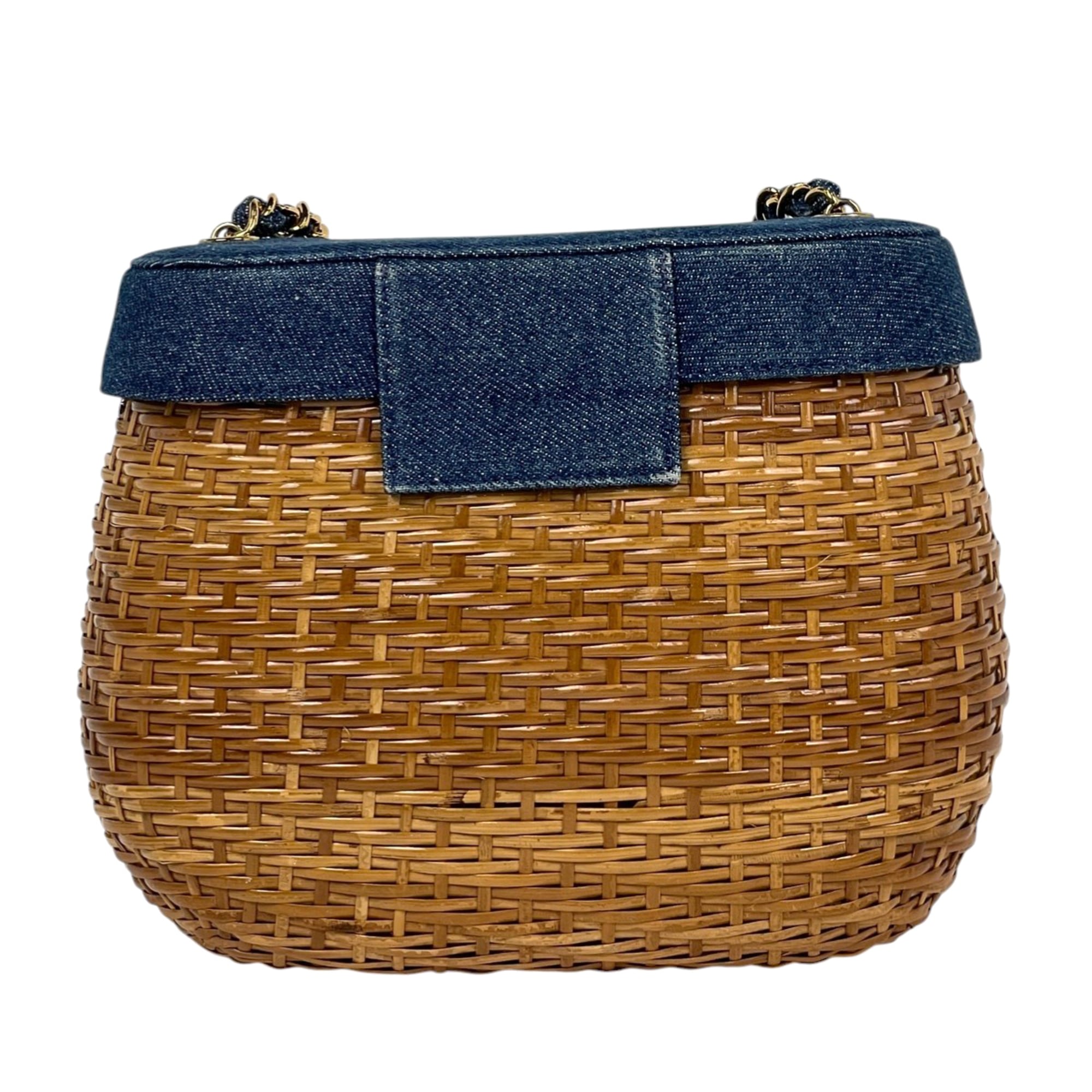 Chanel Blue Brown Denim Wisteria Vine Shoulder Bag (Pre-Owned)