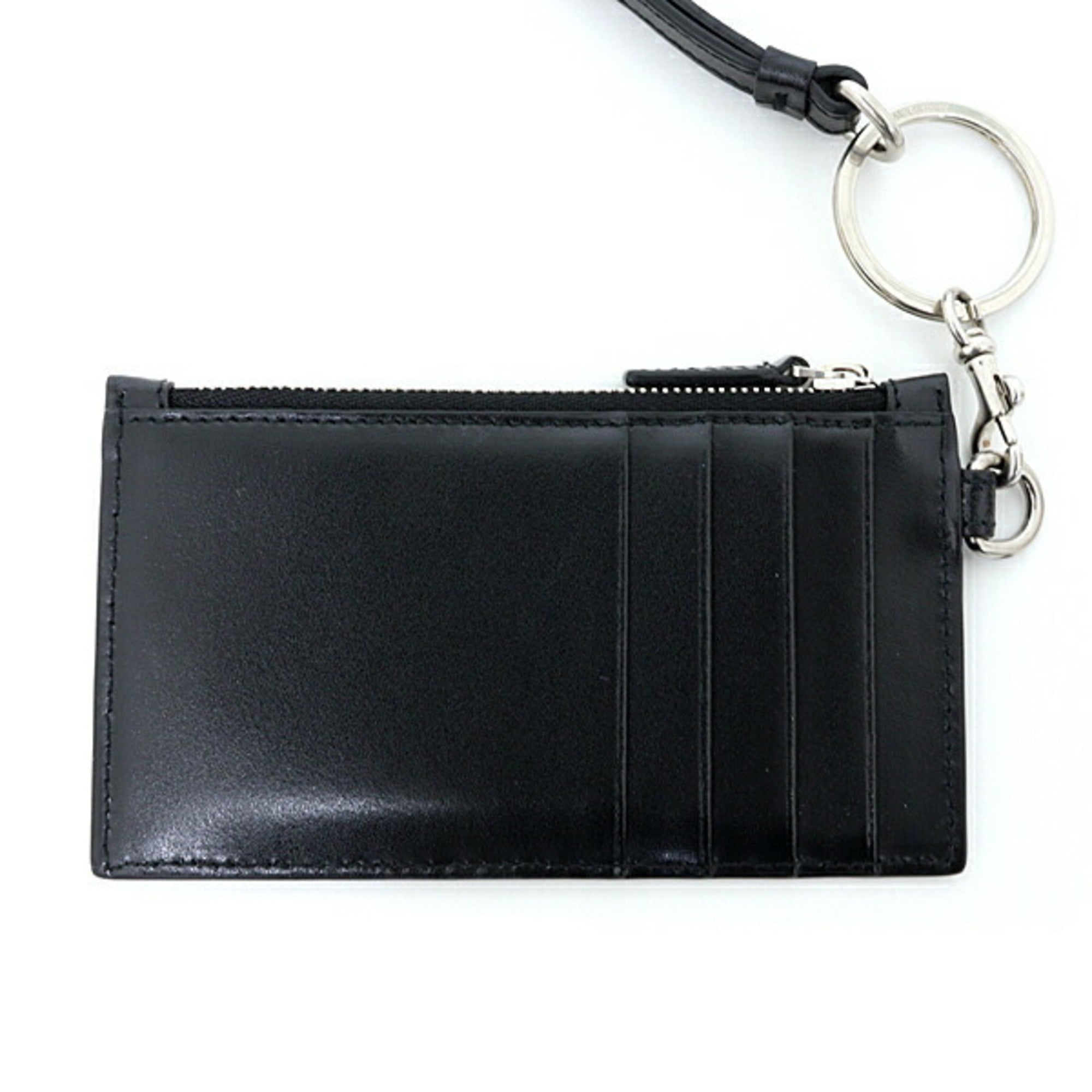 Balenciaga Black Gray White Leather Coin Purse/Coin Case (Pre-Owned)