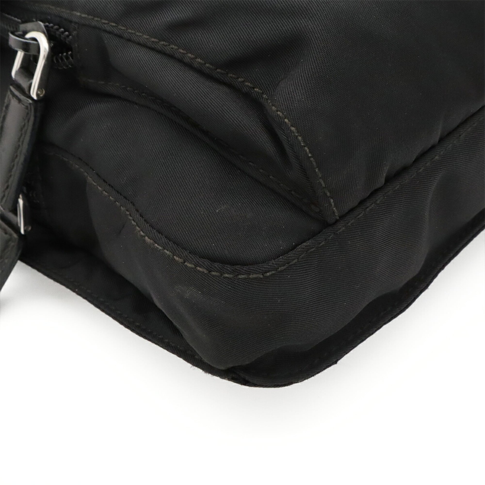 Prada Black Nero Nylon Leather Pochette Shoulder Bag (Pre-Owned)