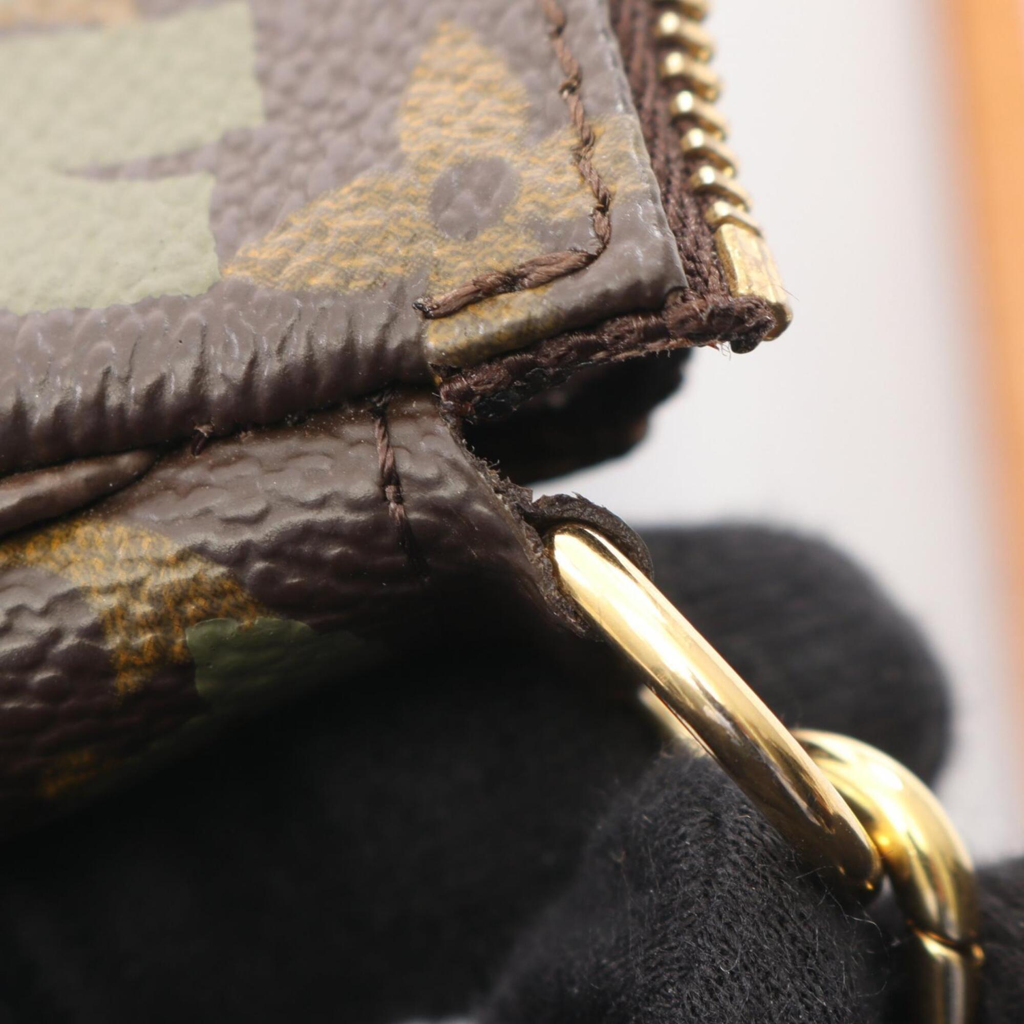 Louis Vuitton Brown Khaki Coated Canvas Leather Handbag Pochette (Pre-Owned)