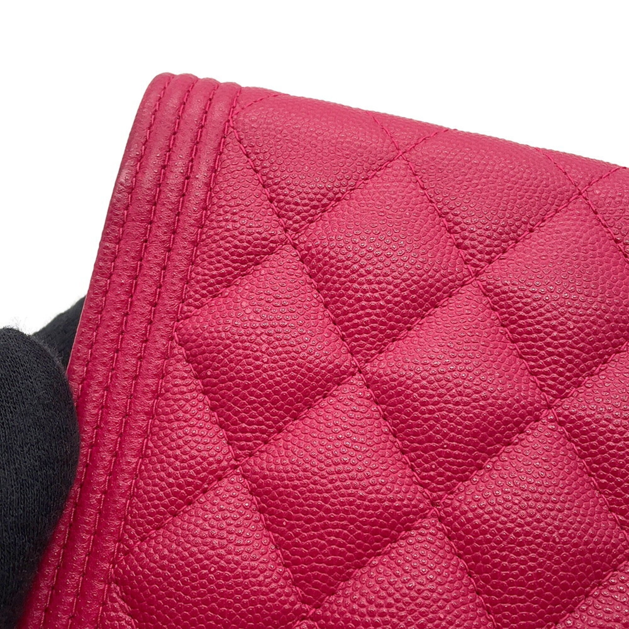 Chanel Pink Grained Calfskin Chain/Shoulder Wallet (Pre-Owned)