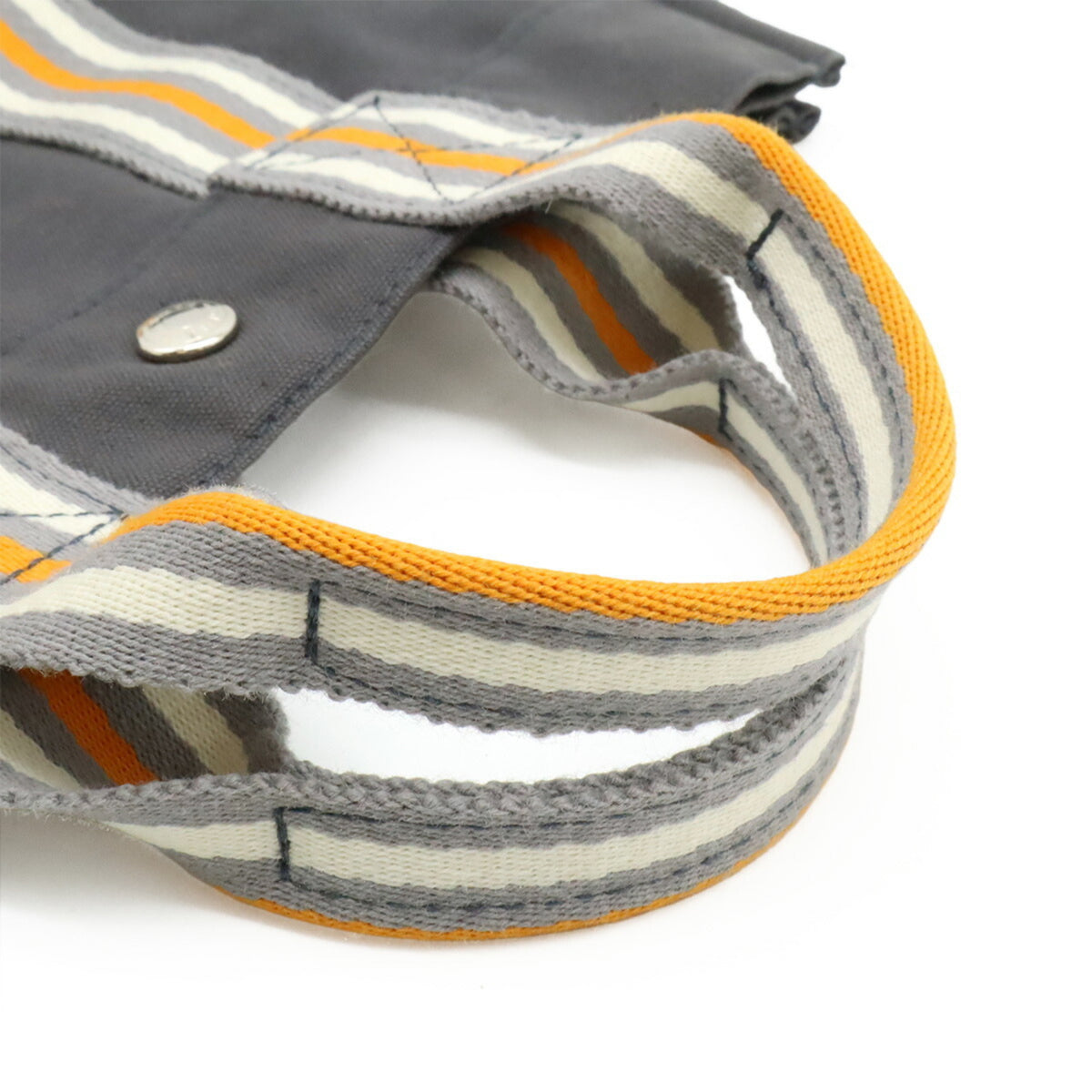 Hermes Gray Orange White Canvas Handbag Tote Bag (Pre-Owned)