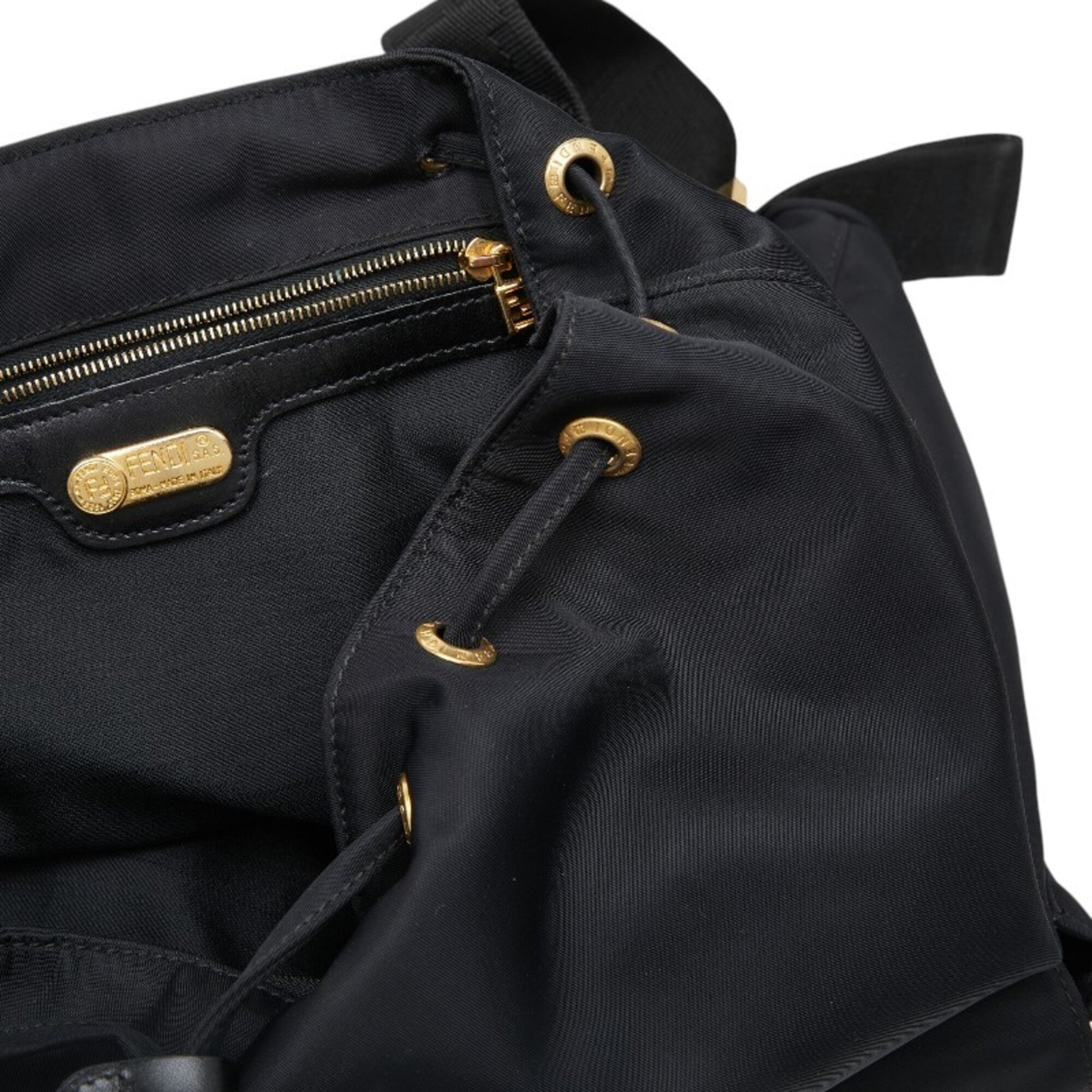 Fendi Black Nylon Leather Backpack (Pre-Owned)