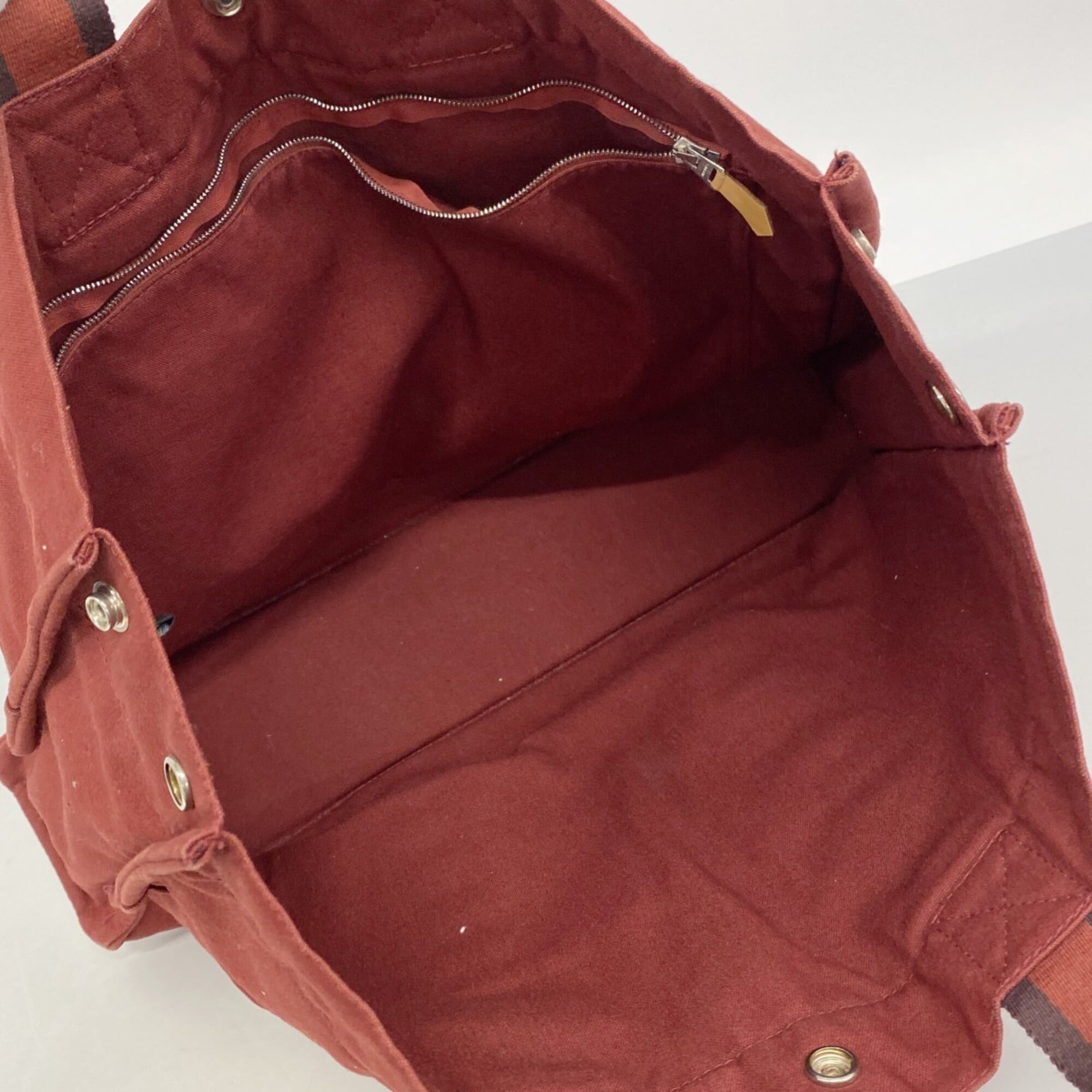 Hermes Red Color Canvas Tote Bag (Pre-Owned)