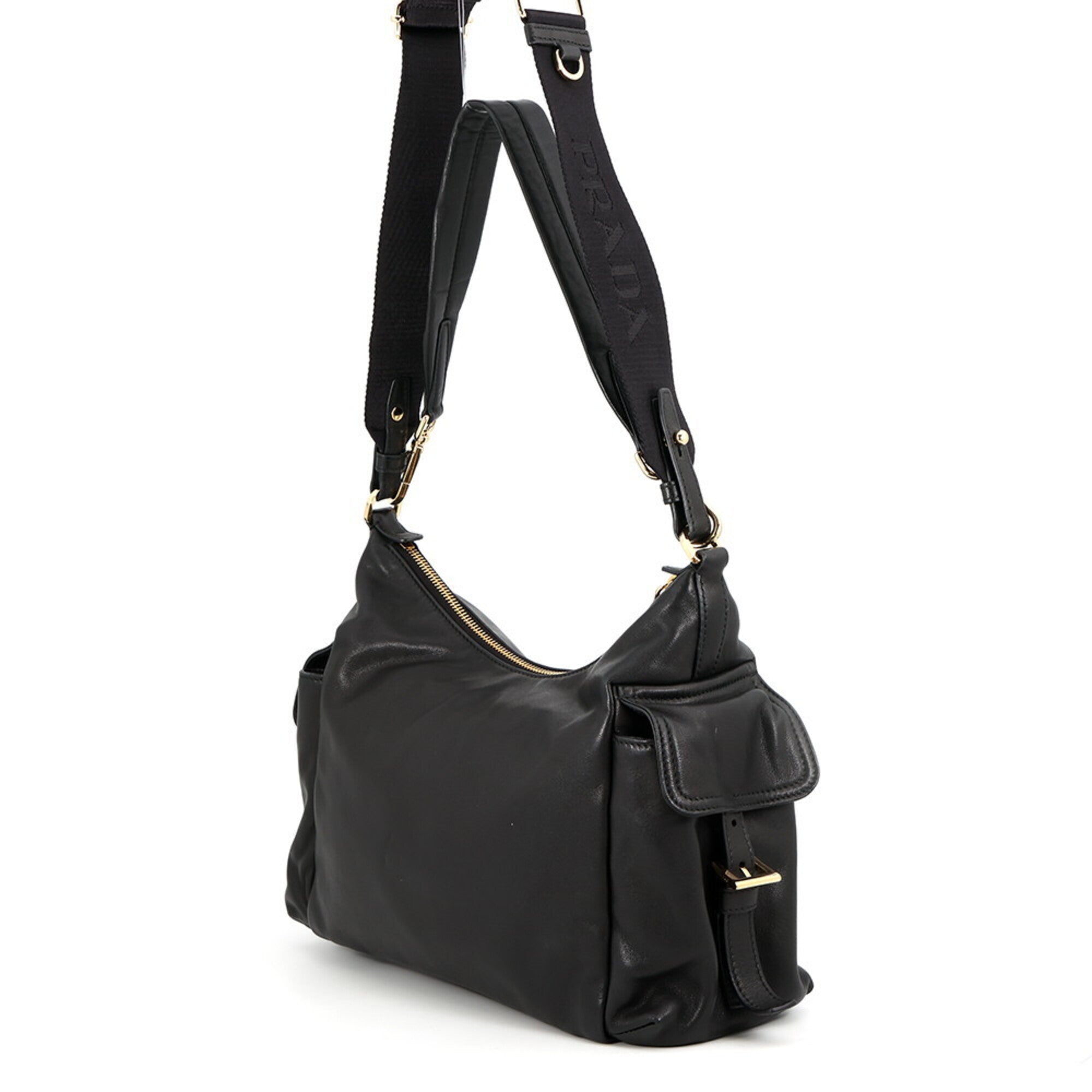 Prada Black Leather Handbag Shoulder Bag (Pre-Owned)