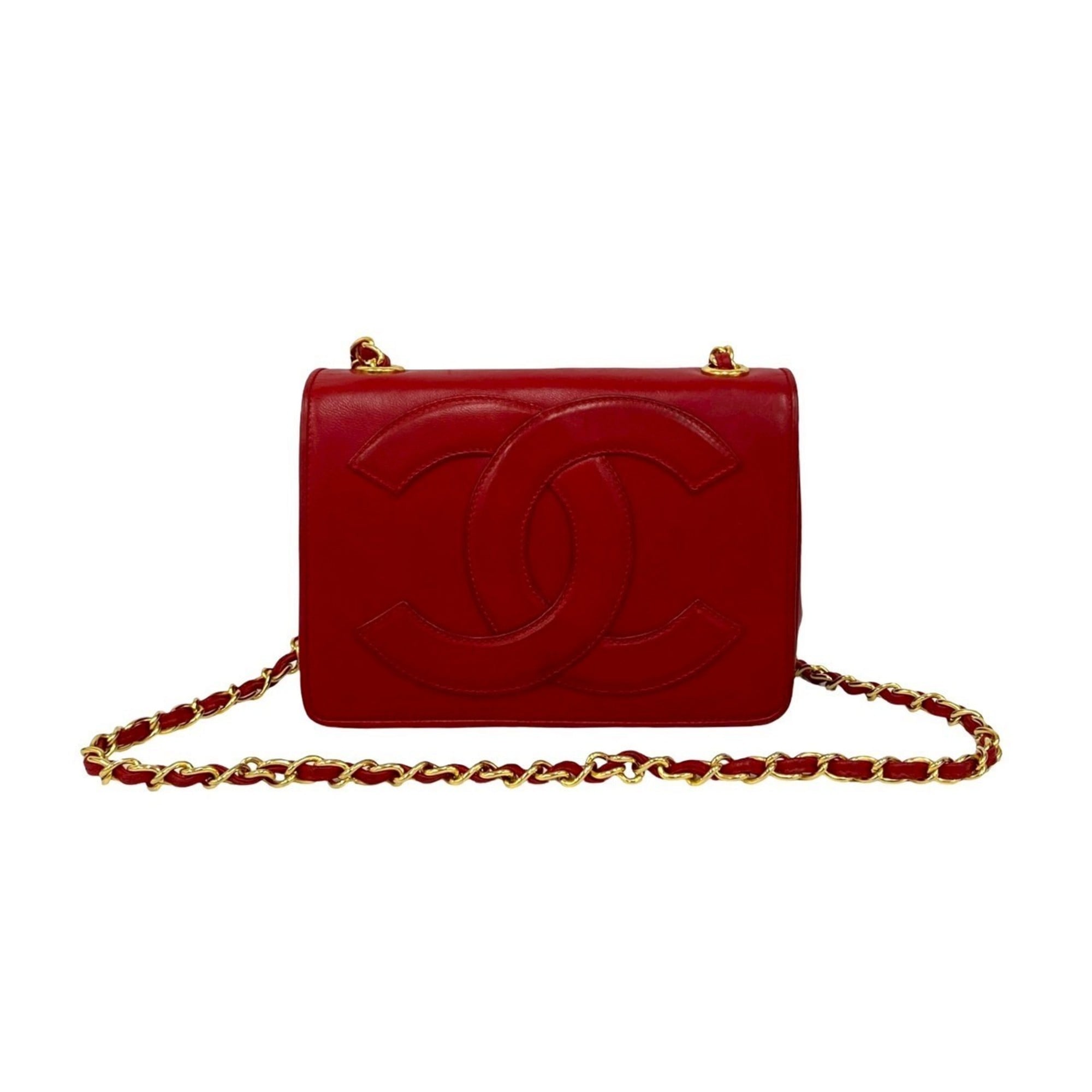 Chanel Red Color Leather Shoulder Bag (Pre-Owned)