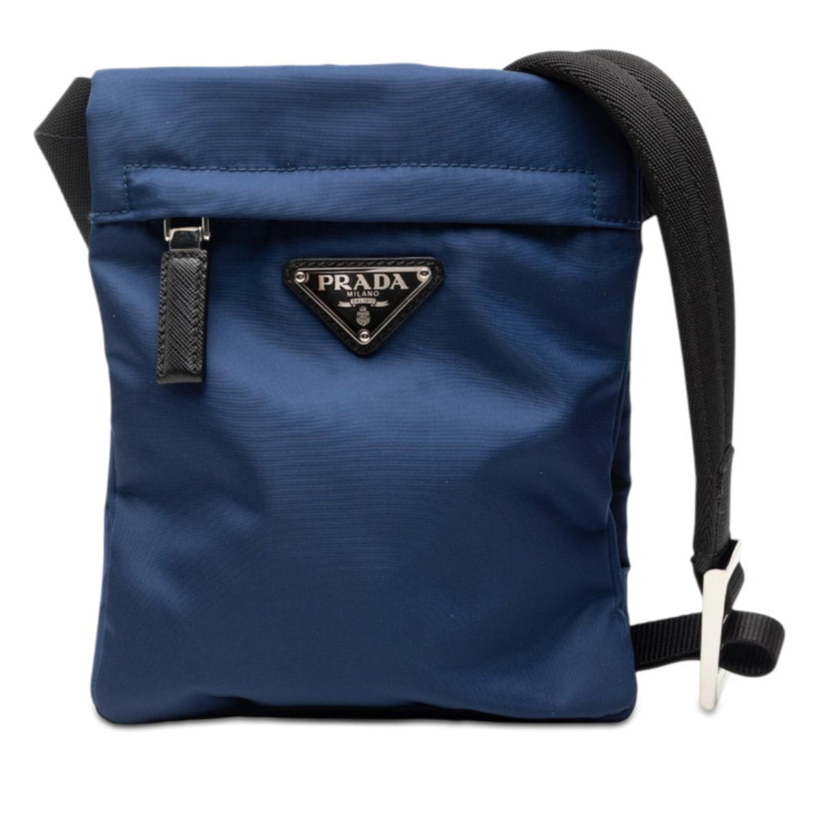 Prada Navy Black Nylon Shoulder Bag (Pre-Owned)